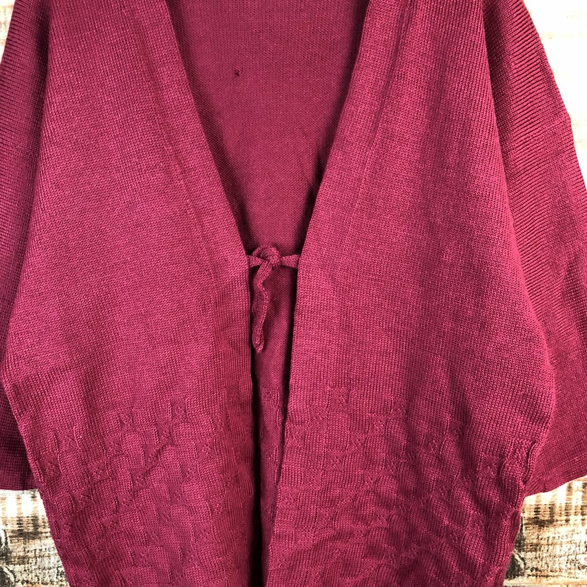 Vintage Japan vintage cardigan Maroon Kimono #A2487 Size US L / EU 52-54 / 3 - 5 Thumbnail