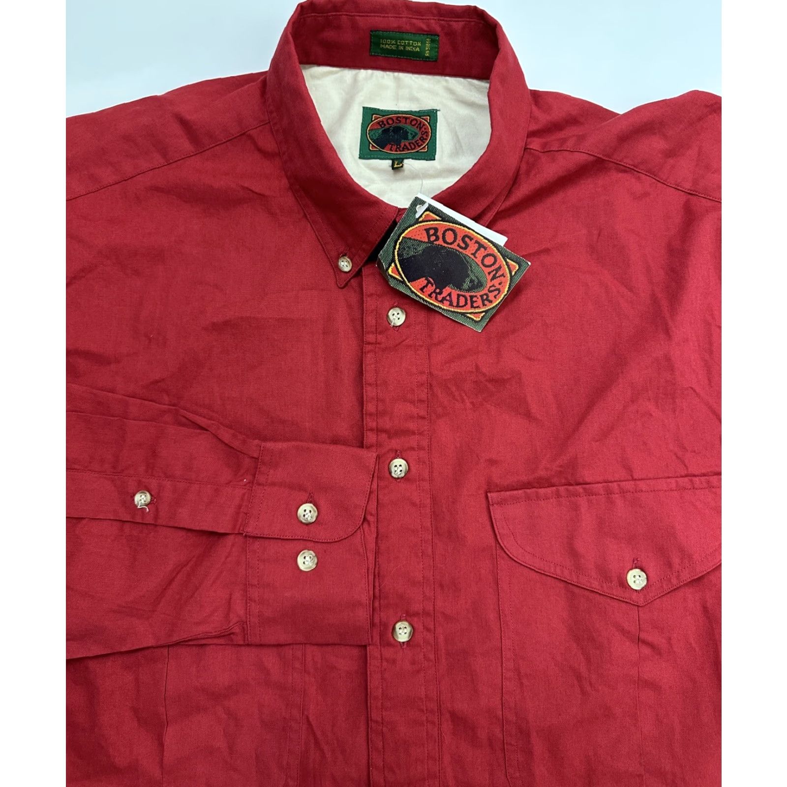 Vintage Vintage Boston Traders Shirt Men L Red Long Sleeve Button-Down Cotton NWT 90s Casual Pockets Size US L / EU 52-54 / 3 - 2 Thumbnail
