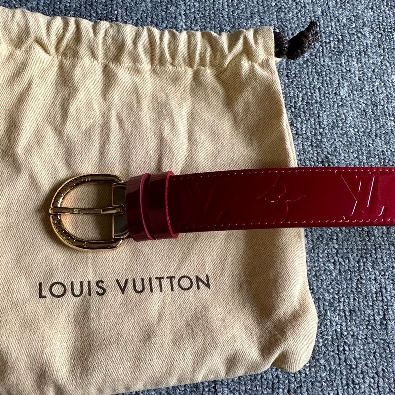 Louis Vuitton Louis Vuitton Patent leather red logo ladies belt belt Size ONE SIZE - 3 Thumbnail
