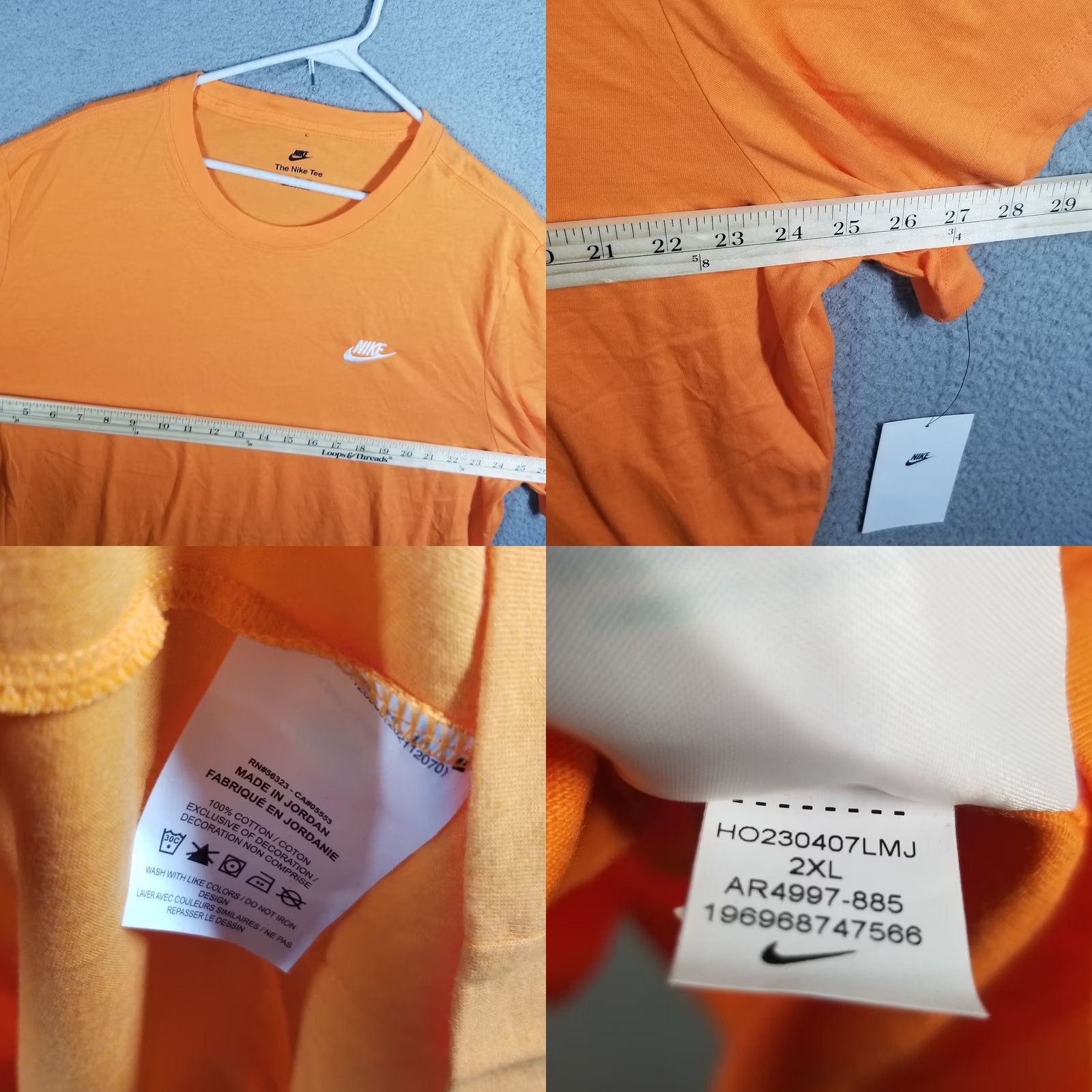 Nike Nike Sportswear Club Tee Shirt Adults XXL Orange White Embroidered Swoosh Size US XXL / EU 58 / 5 - 8 Thumbnail