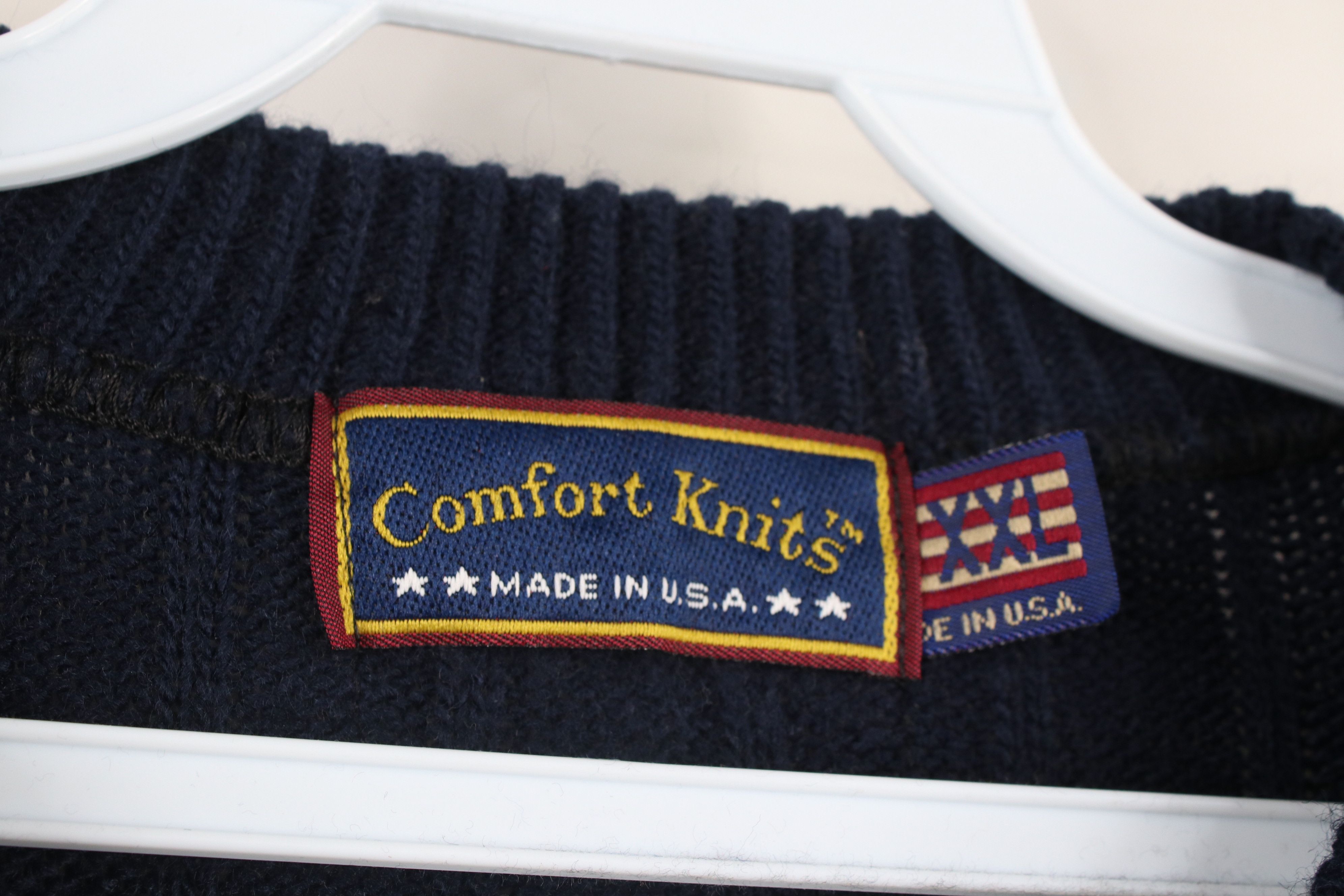 Vintage Vintage 90s Streetwear Ribbed Knit Crewneck Sweater Navy USA Size XXL / US 16-18 / IT 52-54 - 4 Thumbnail