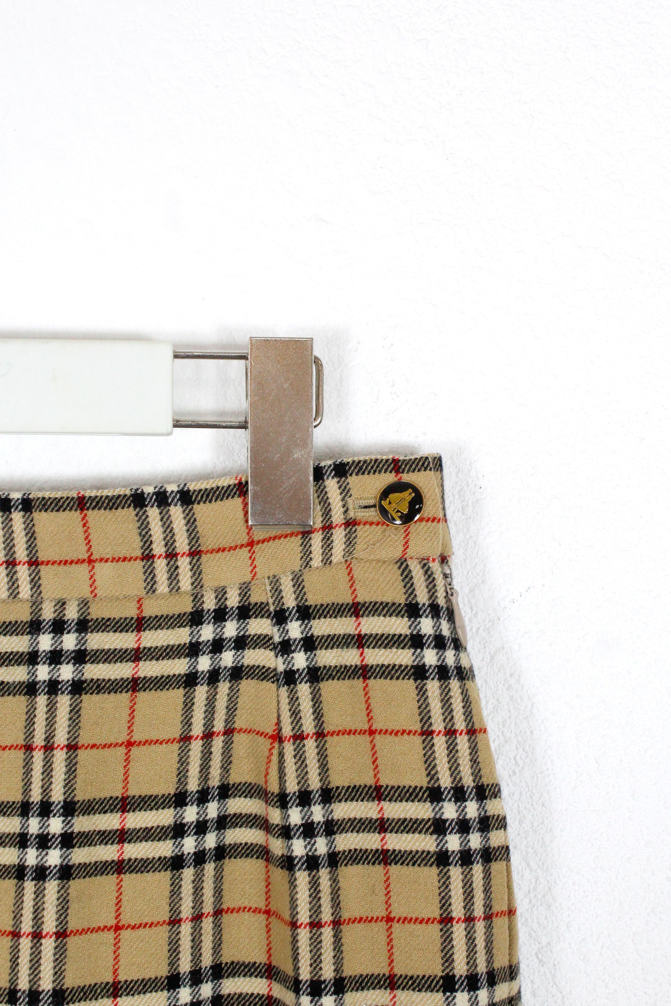 Burberry × Burberry Prorsum Vintage Burberry Beige Check Wool Skirt 90s Size 28" / US 6 / IT 42 - 2 Thumbnail