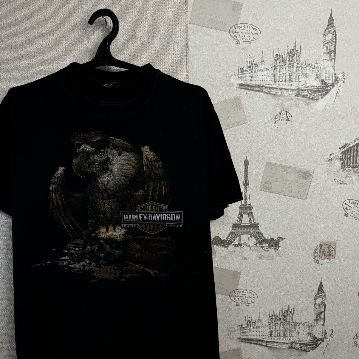Harley Davidson × Vintage Vintage Harley Davidson T shirt Eagle South Africa L Black Size US L / EU 52-54 / 3 - 5 Thumbnail