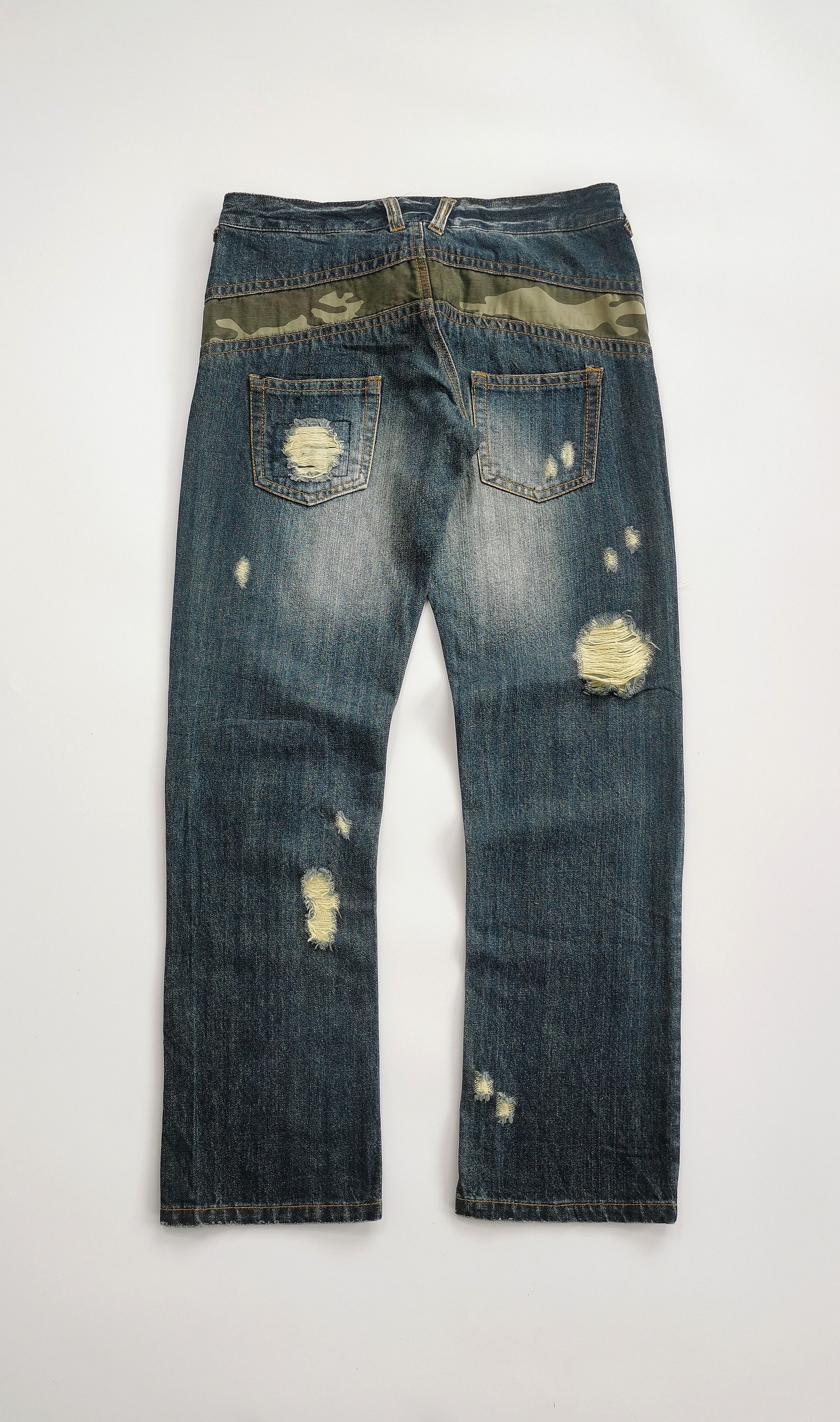 Kapital natural leaf patchwork w/camo line back denim jeans Size US 32 / EU 48 - 2 Thumbnail