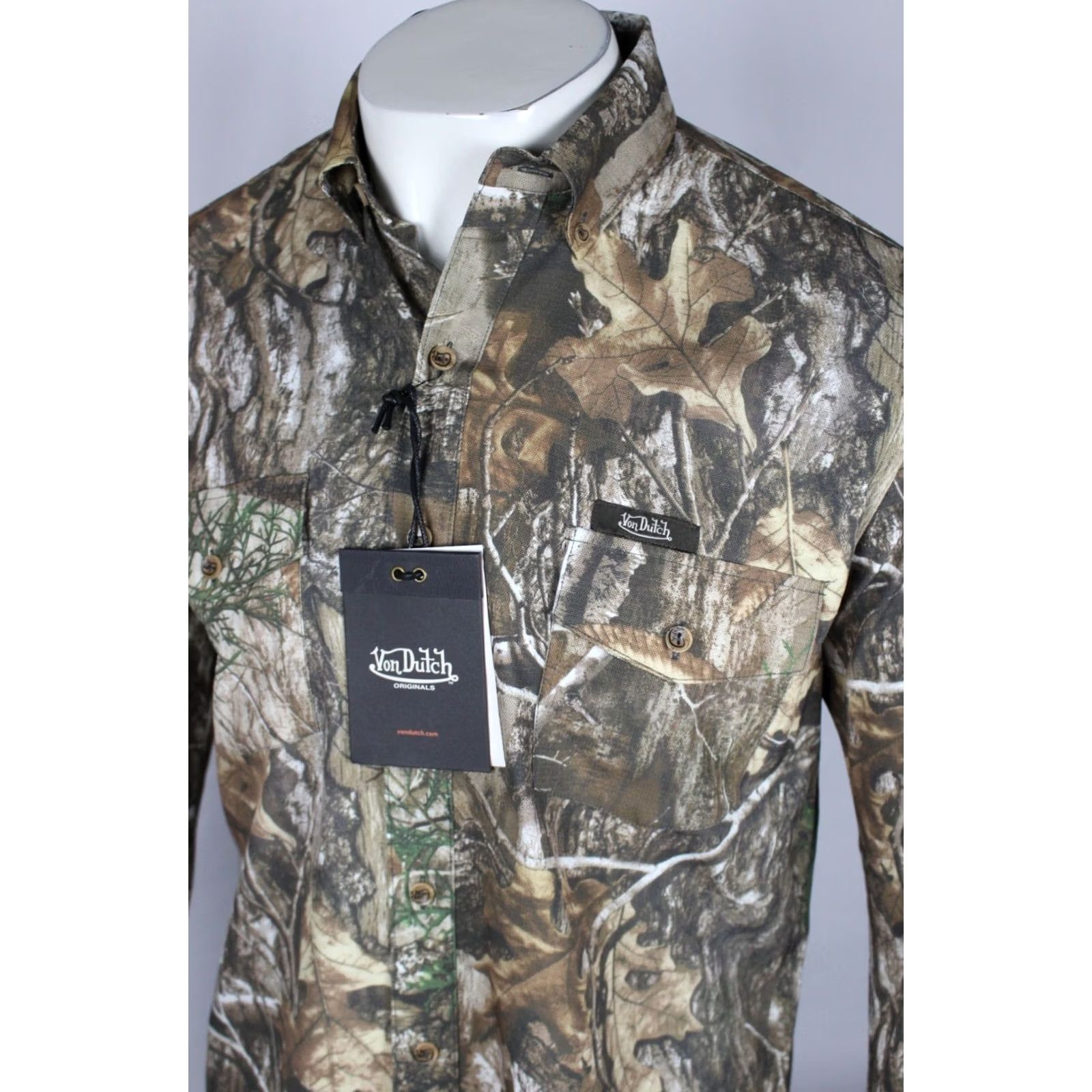 Von Dutch Von Dutch Men's Originals Button Shirt Long Sleeve M Medium Camouflage Print Size US M / EU 48-50 / 2 - 3 Thumbnail