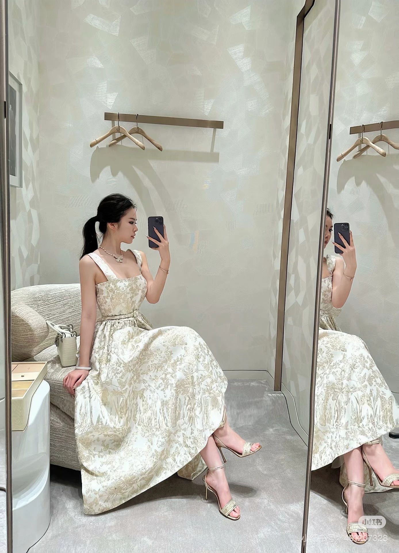 Dior Dior White Platinum Bow Embroidered Long Gown FR38 No Belt Size S / US 4 / IT 40 - 9 Thumbnail