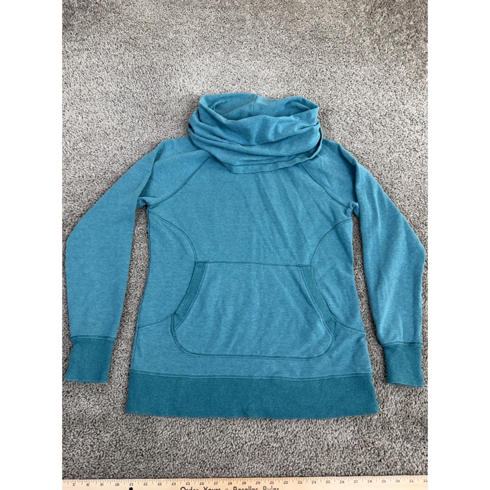 Vintage L.L.Bean Hoodie Womens M Blue Cowl Neck Kangaroo Pocket Pullover Stretch Shirt Size M / US 6-8 / IT 42-44 - 2 Thumbnail