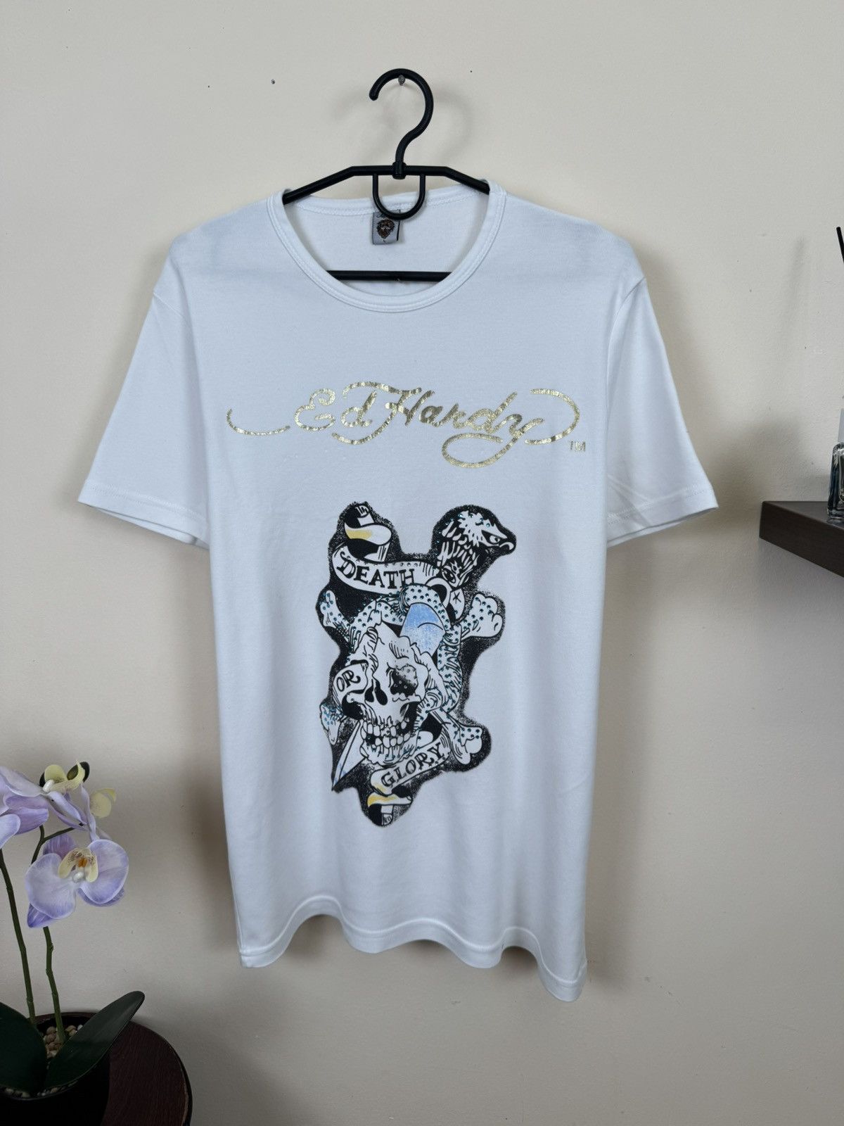 Ed Hardy Vintage Ed Hardy T shirt White Skull Streetwear Y2K L Size US L / EU 52-54 / 3 - 3 Thumbnail