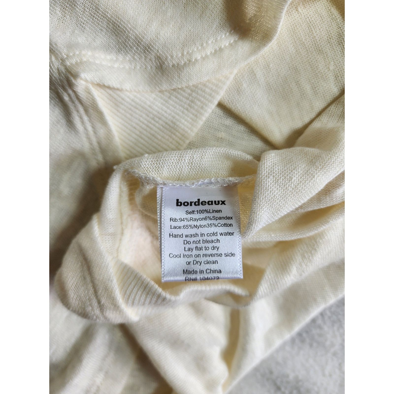 Anthropologie Bordeaux Anthropologie Linen Cream Lace Shoulder Top XS Size XS / US 0-2 / IT 36-38 - 6 Thumbnail