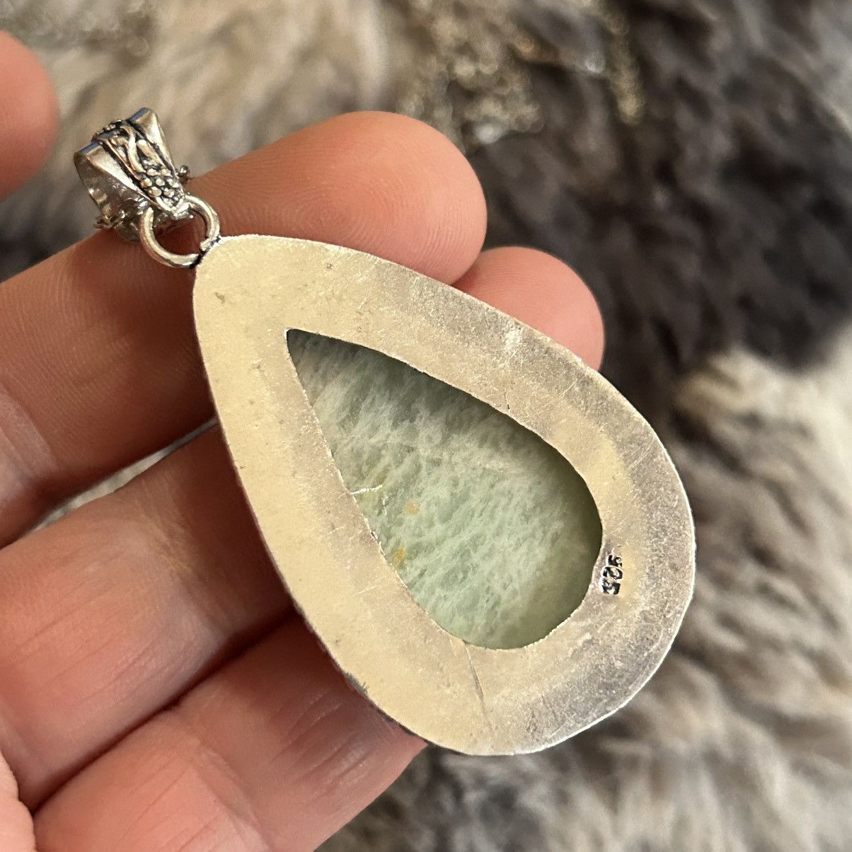 Handmade Handcrafted framed teardrop amazonite 925 sterling necklace Size ONE SIZE - 8 Thumbnail