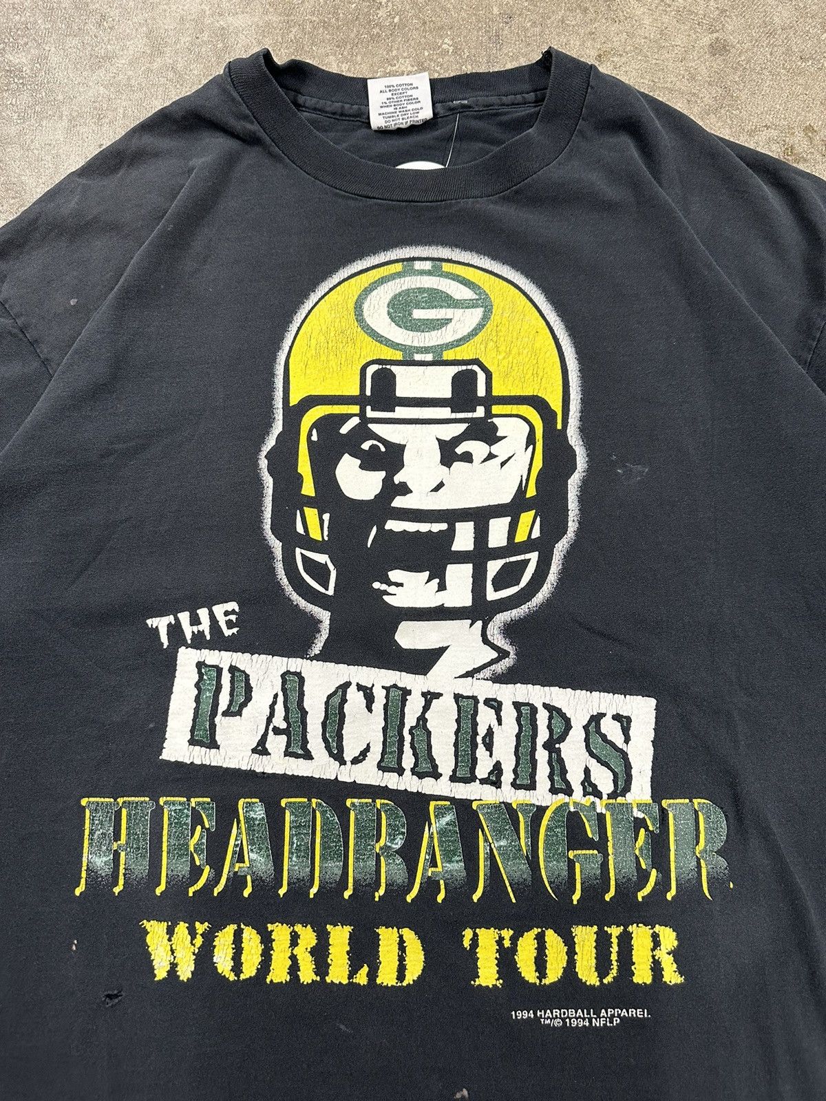 Vintage Vintage 90s Green Bay Packers Headbangers Tour T-Shirt Size US XL / EU 56 / 4 - 5 Thumbnail