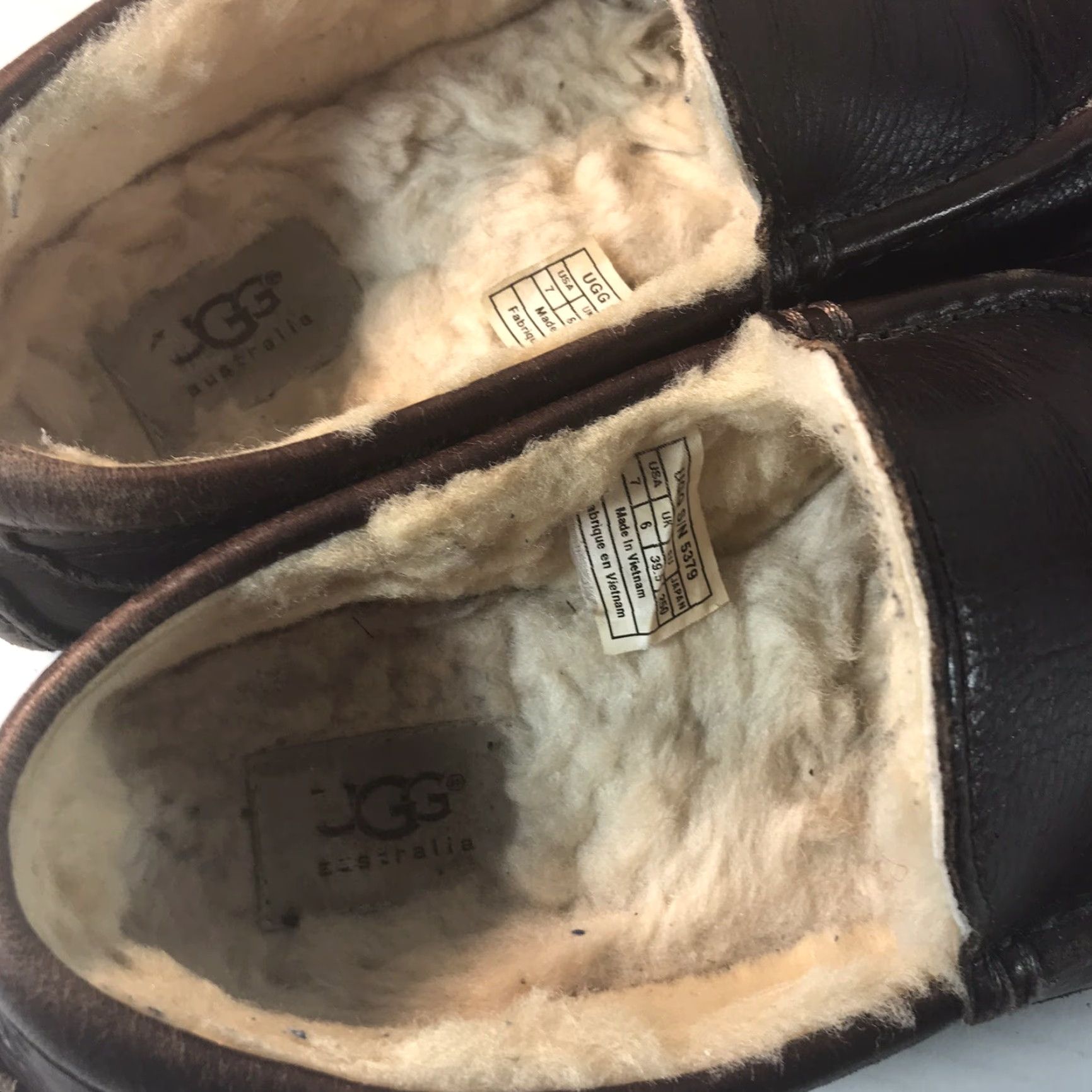 Ugg Ugg Leather Loafers Mens Size 7 Brown Casual Comfort Sheepskin Rubber Sole Vietnam Size US 7 / EU 40 - 3 Thumbnail