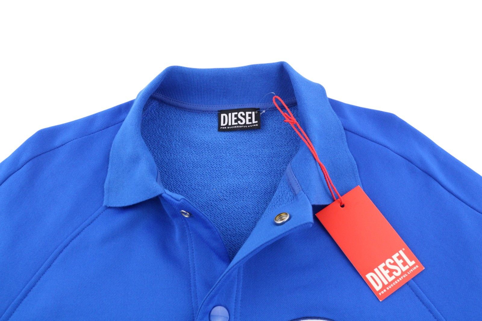 Diesel S-BOLIN M Blue Snap Button Polo Sweatshirt 41170 Size US M / EU 48-50 / 2 - 4 Thumbnail