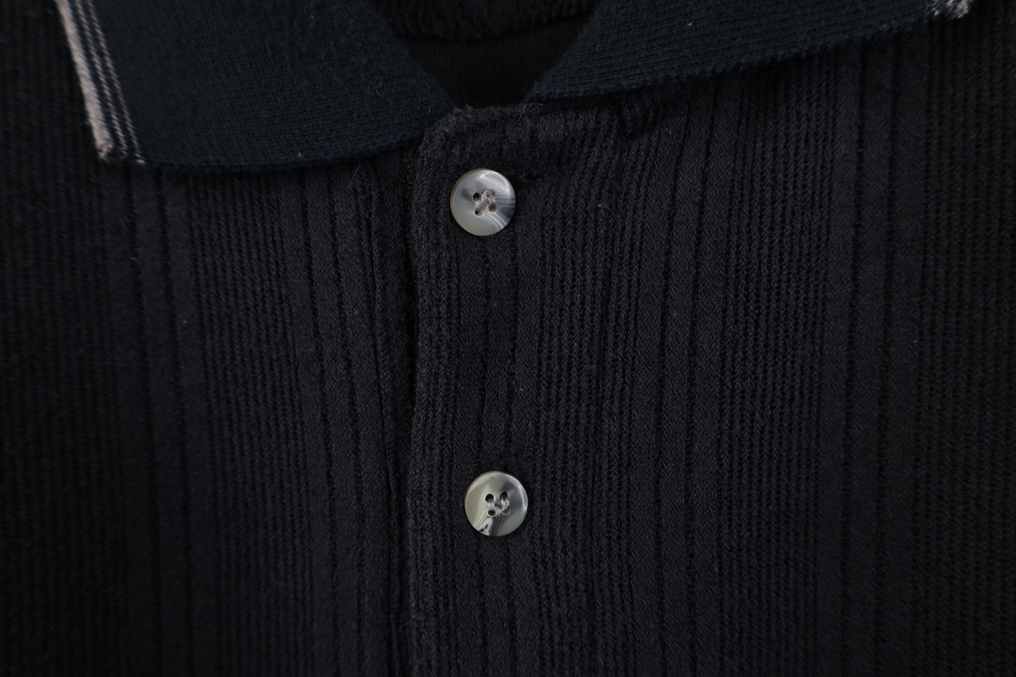 Vintage Vintage 90s Streetwear Ribbed Knit Long Sleeve Polo Black Size US XXL / EU 58 / 5 - 5 Thumbnail