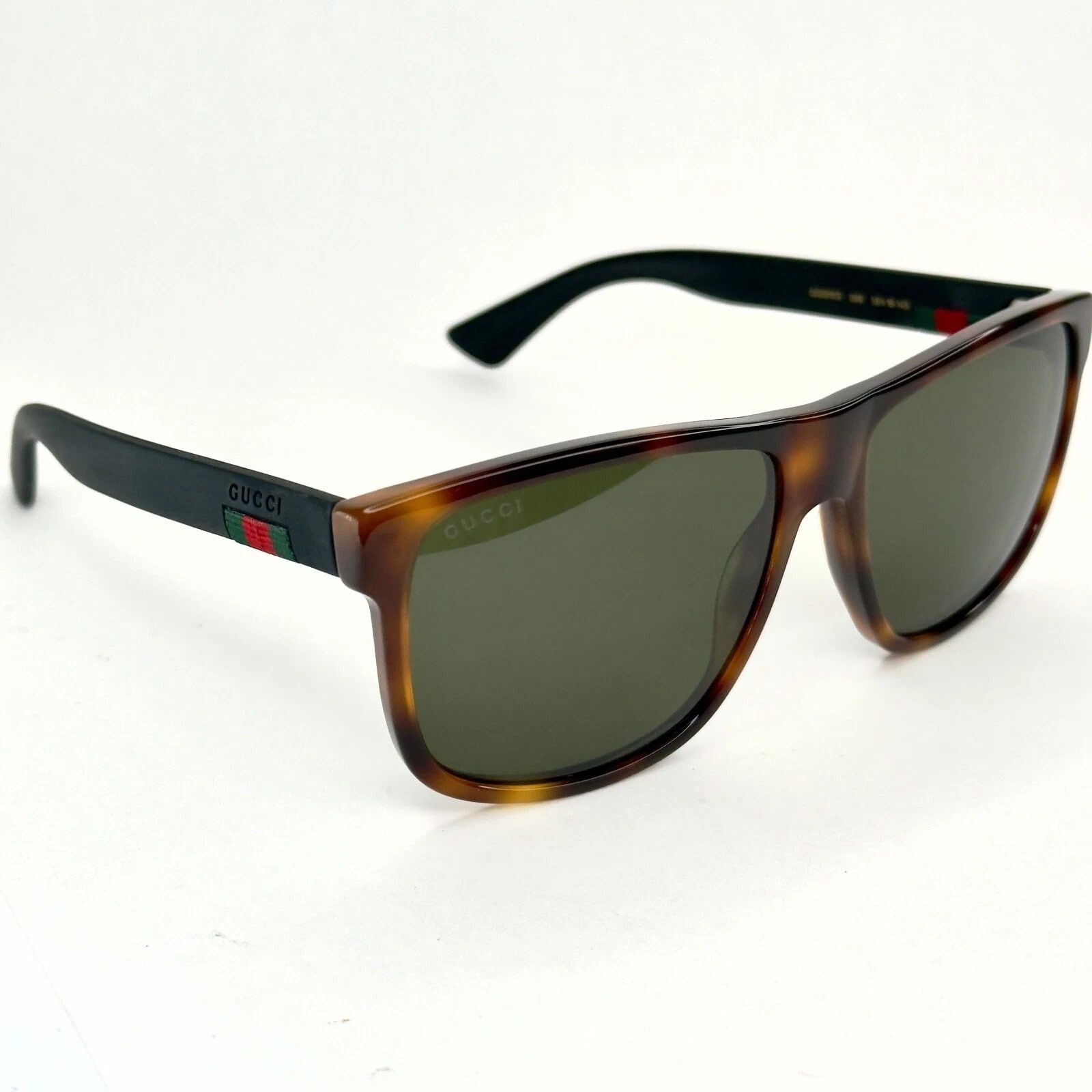 Gucci GUCCI GG0010S STRIPE 0010 Black Rubber Square Sunglasses Size ONE SIZE - 5 Thumbnail