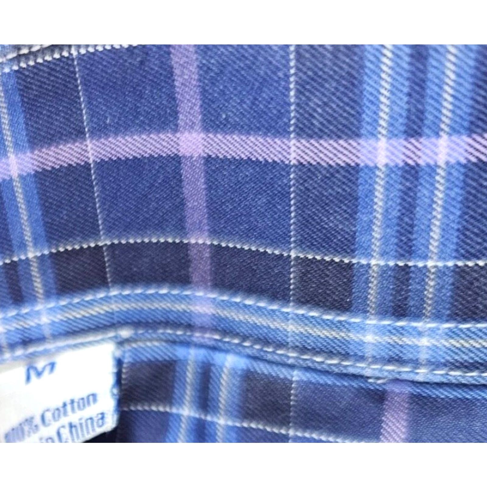 David Donahue David Donahue Dress Shirt Mens Medium Blue Purple Check Woven Cotton Long Sleeve Size 40R - 4 Thumbnail