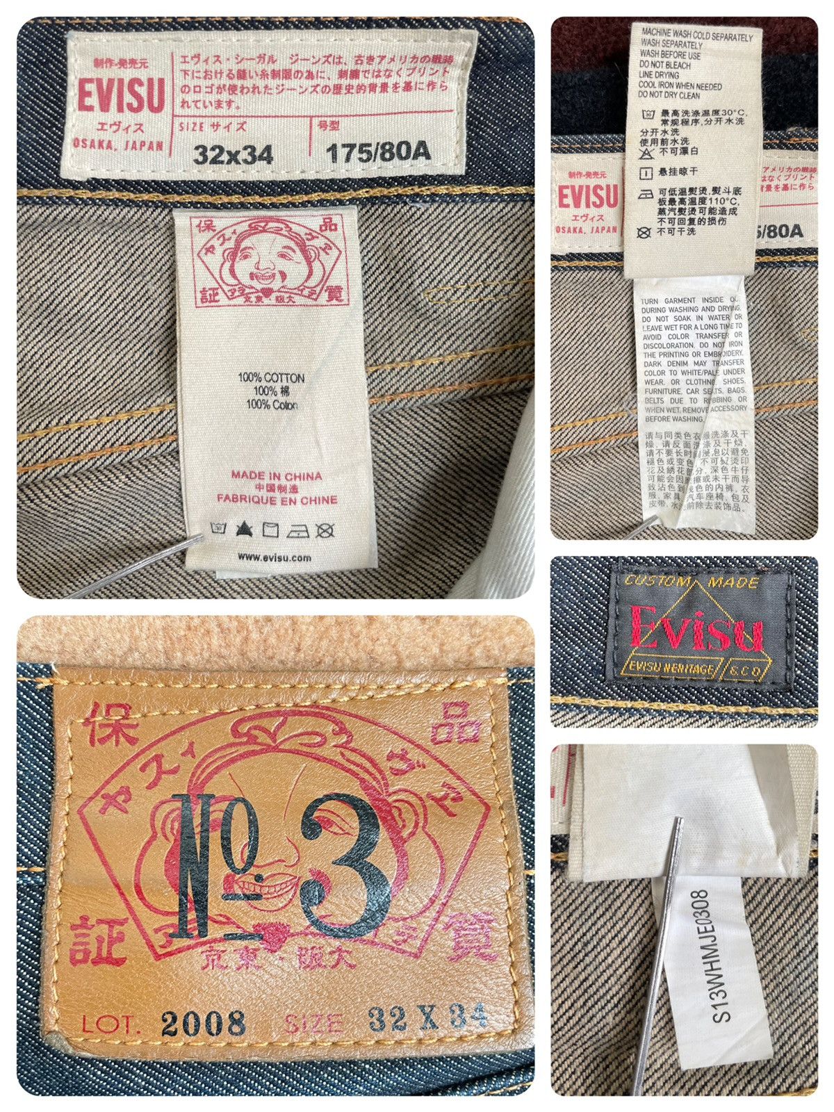 Evisu × Vintage evisu WIFI embroidery daicock style denim jeans size：32x34 Size US 32 / EU 48 - 3 Thumbnail