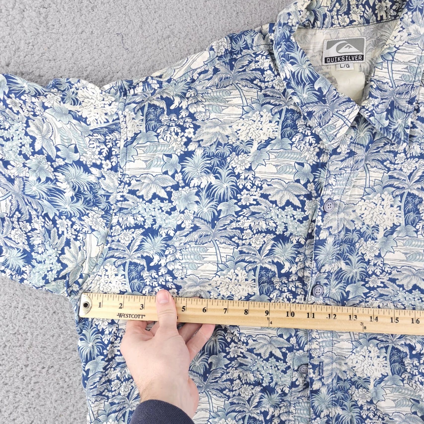 Quiksilver VINTAGE Quiksilver Shirt Mens L Blue Hawaiian Floral Short Sleeve Button-Up Size US L / EU 52-54 / 3 - 6 Thumbnail