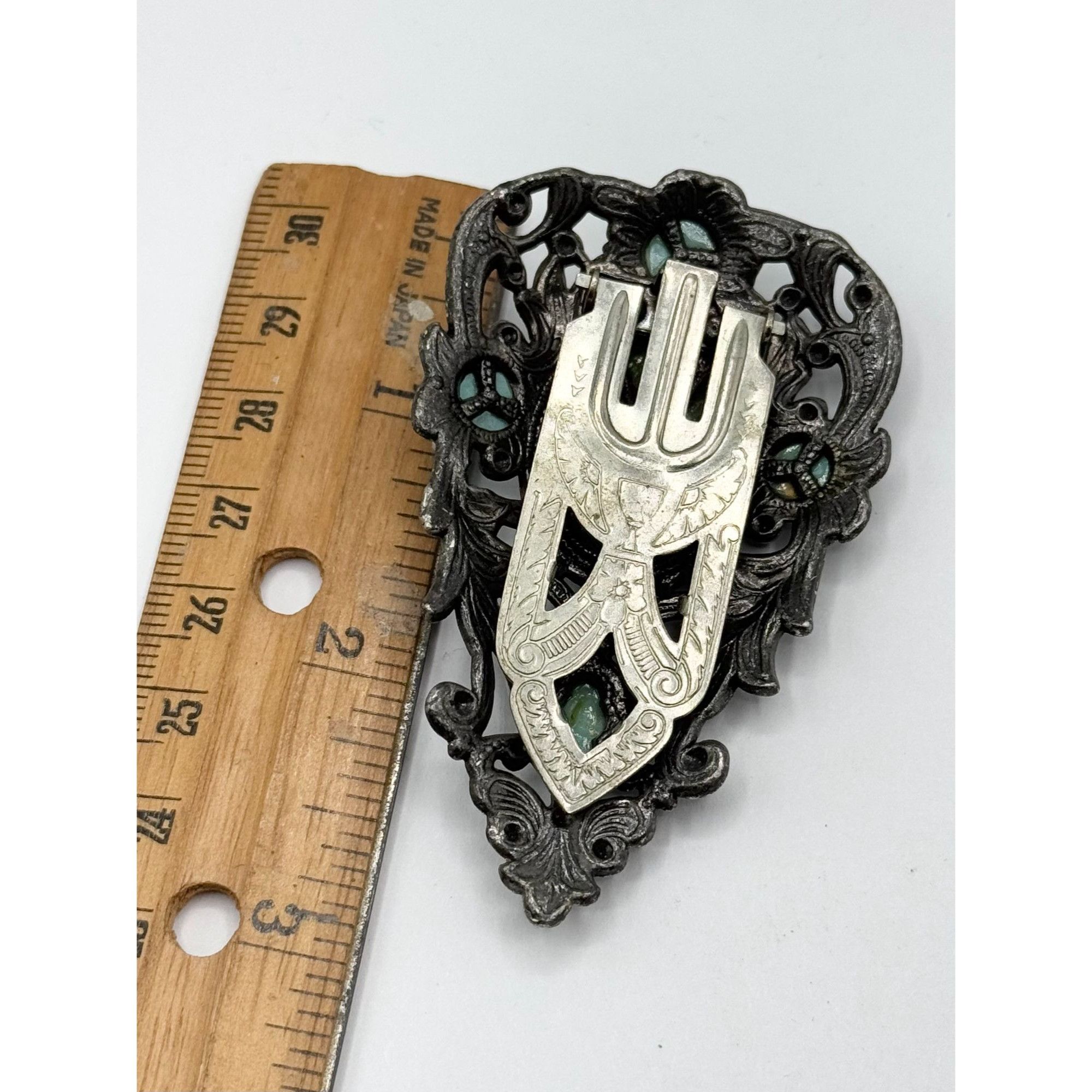 Vintage Estate blue glass vintage dress clip Size ONE SIZE - 4 Thumbnail