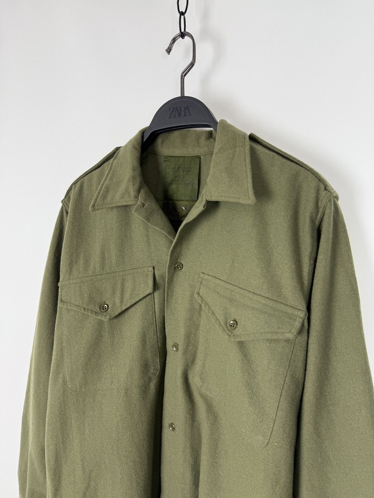 Vintage 1970’s Vintage British Royal Army Green Wool Combat Shirt Size US M / EU 48-50 / 2 - 2 Thumbnail