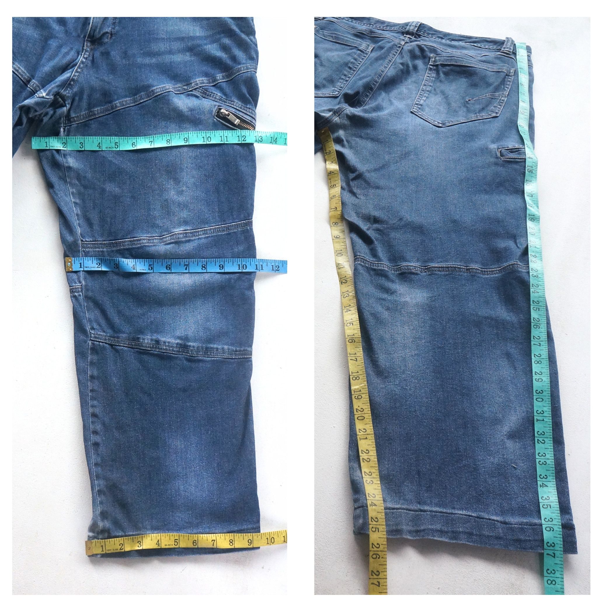 Japanese Brand Blue B Multi Pockets Baggy Soft Jeans Size US 35 - 9 Thumbnail