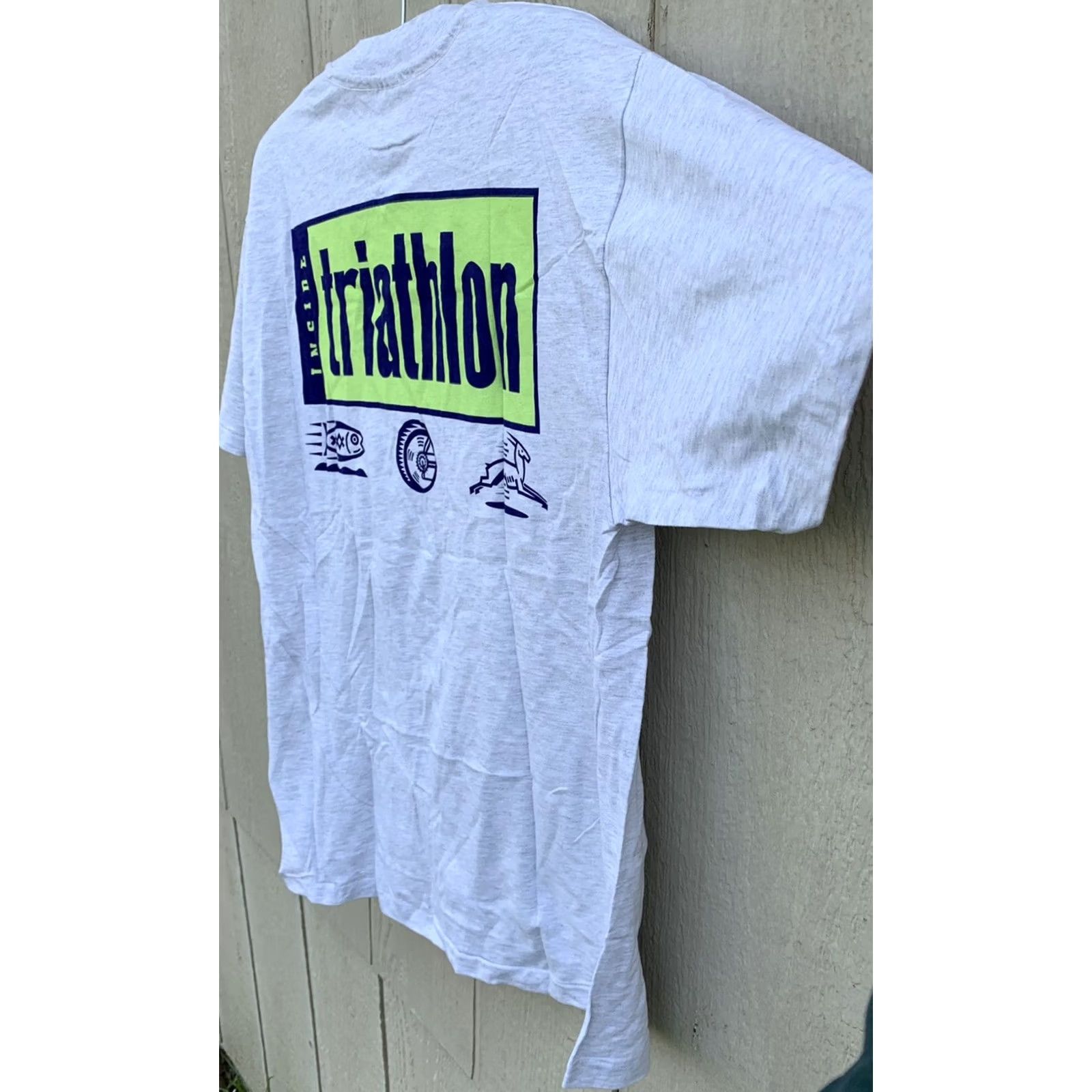 Hanes VINTAGE Hanes Beefy-T T-Shirt Mens Short Sleeve Crew Neck Gray Cotton Size L 1990s Inside Triathlon Magazine Graphic Print Size US L / EU 52-54 / 3 - 5 Thumbnail