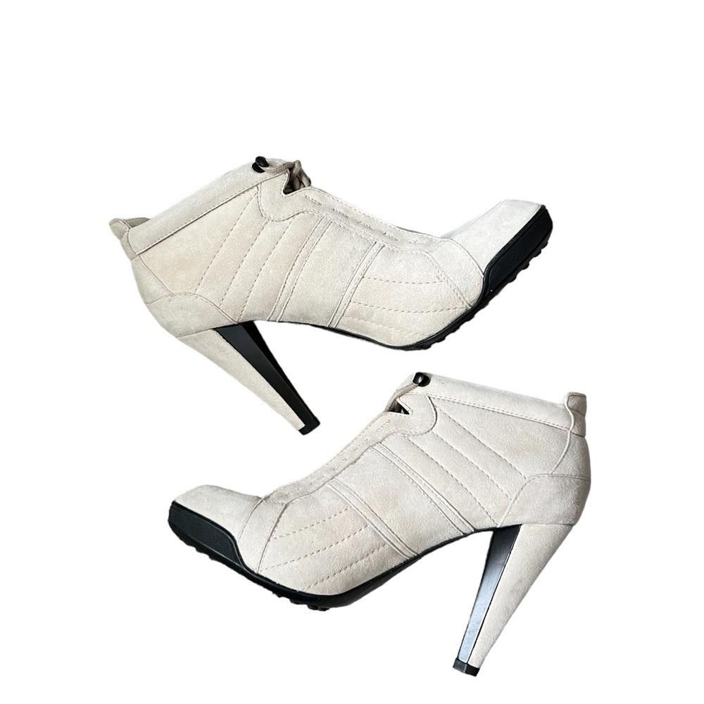 image of Tods Tod's Suede Lace Up High Heel Shoes Ankle Boots Size in White, Women's