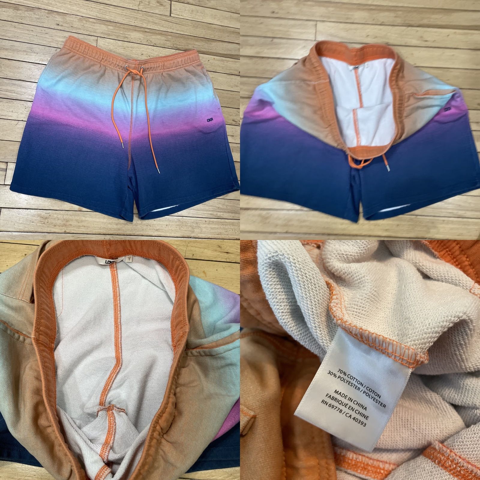 Vintage LCKR Shorts Men 2X Drawstring Stretch Pastel Orange Purple Gradient Sweatshorts Size US 39 - 11 Thumbnail