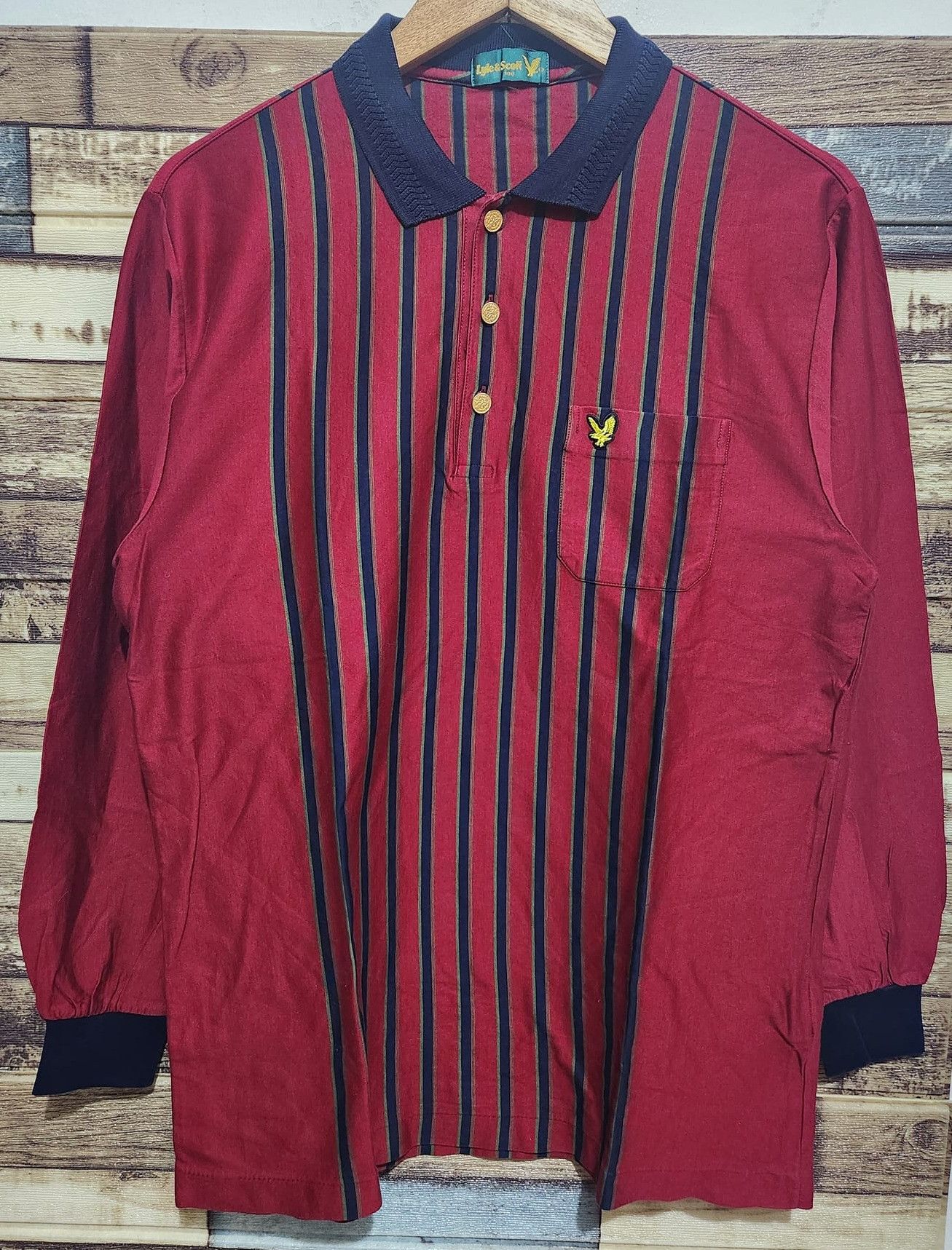 Lyle & Scott × Vintage Vintage Lyle & Scott Polo Shirt Stripe Long Sleeve Size US M / EU 48-50 / 2 - 1 Thumbnail