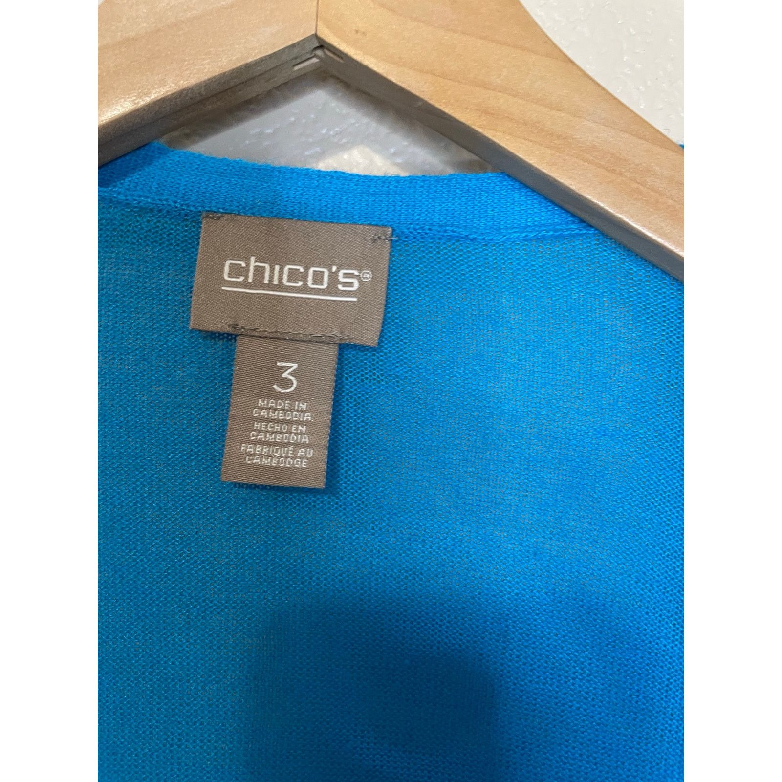 Chicos Chico's Blue Open Front Light Weight Cardigan 3 (XL) Size XL / US 12-14 / IT 48-50 - 6 Thumbnail