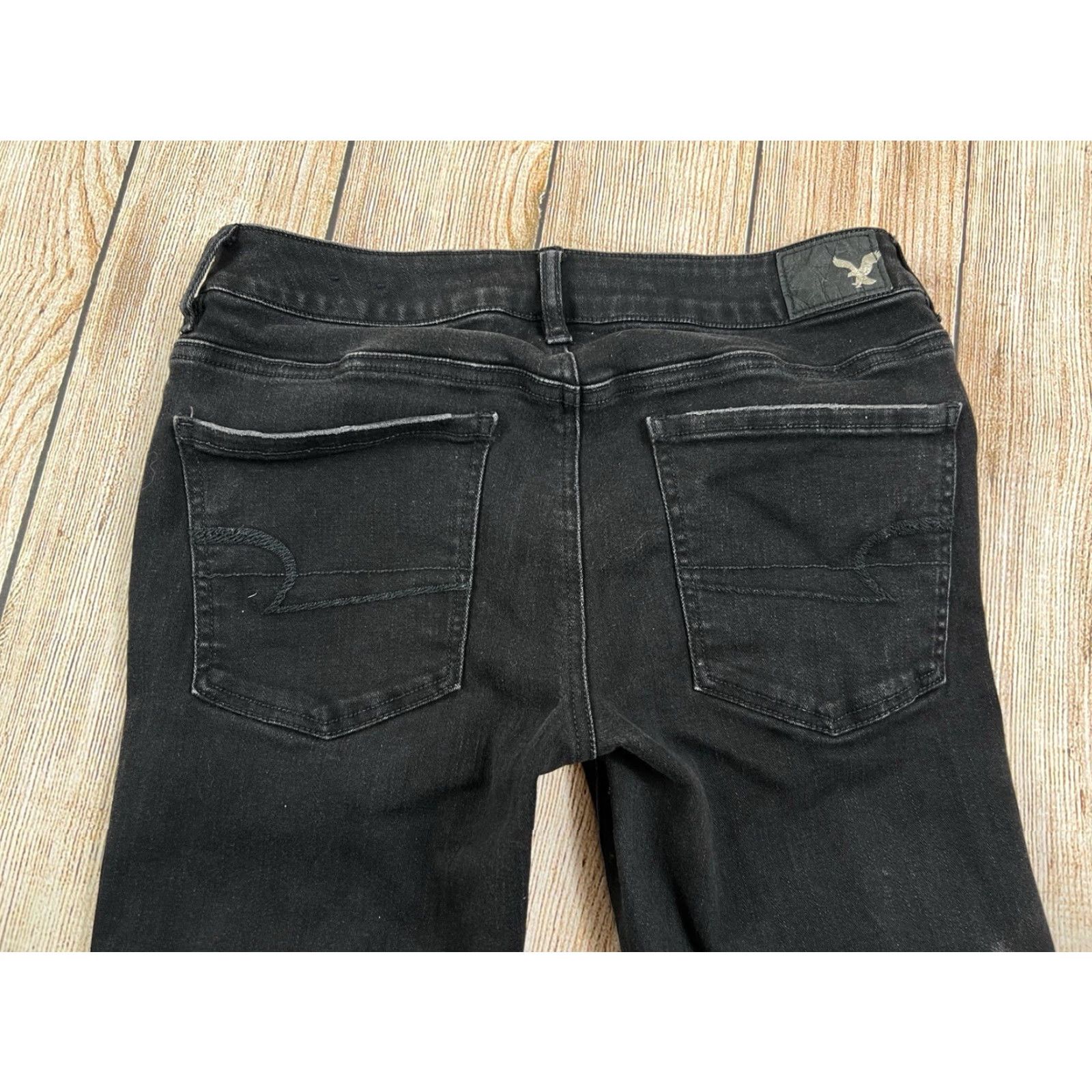 American Eagle Outfitters American Eagle Outfitters Jegging Jeans Black Cotton Blend Spandex 8 Womens High Rise 24in Inseam 5-Pocket Distressed Crop Stretch Comfort Baggy? Size 30" / US 8 / IT 44 - 7 Thumbnail