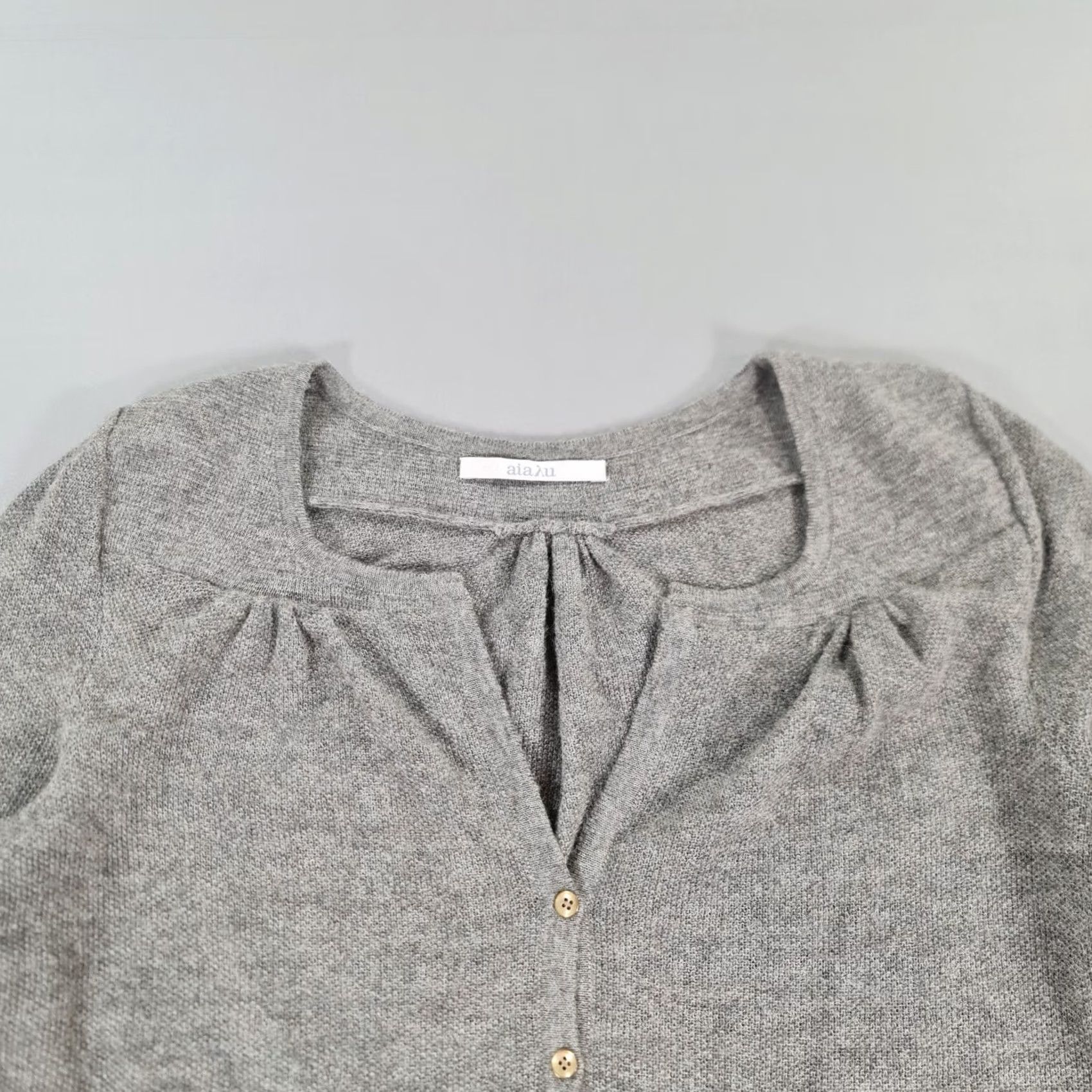 Vintage Aiayu Womens Dress Grey Small 100% Cashlama Short Knit Jumper Dress V-Neck Long Sleeve Pullover Casual Regular Womens Size 28" / US 6 / IT 42 - 2 Thumbnail