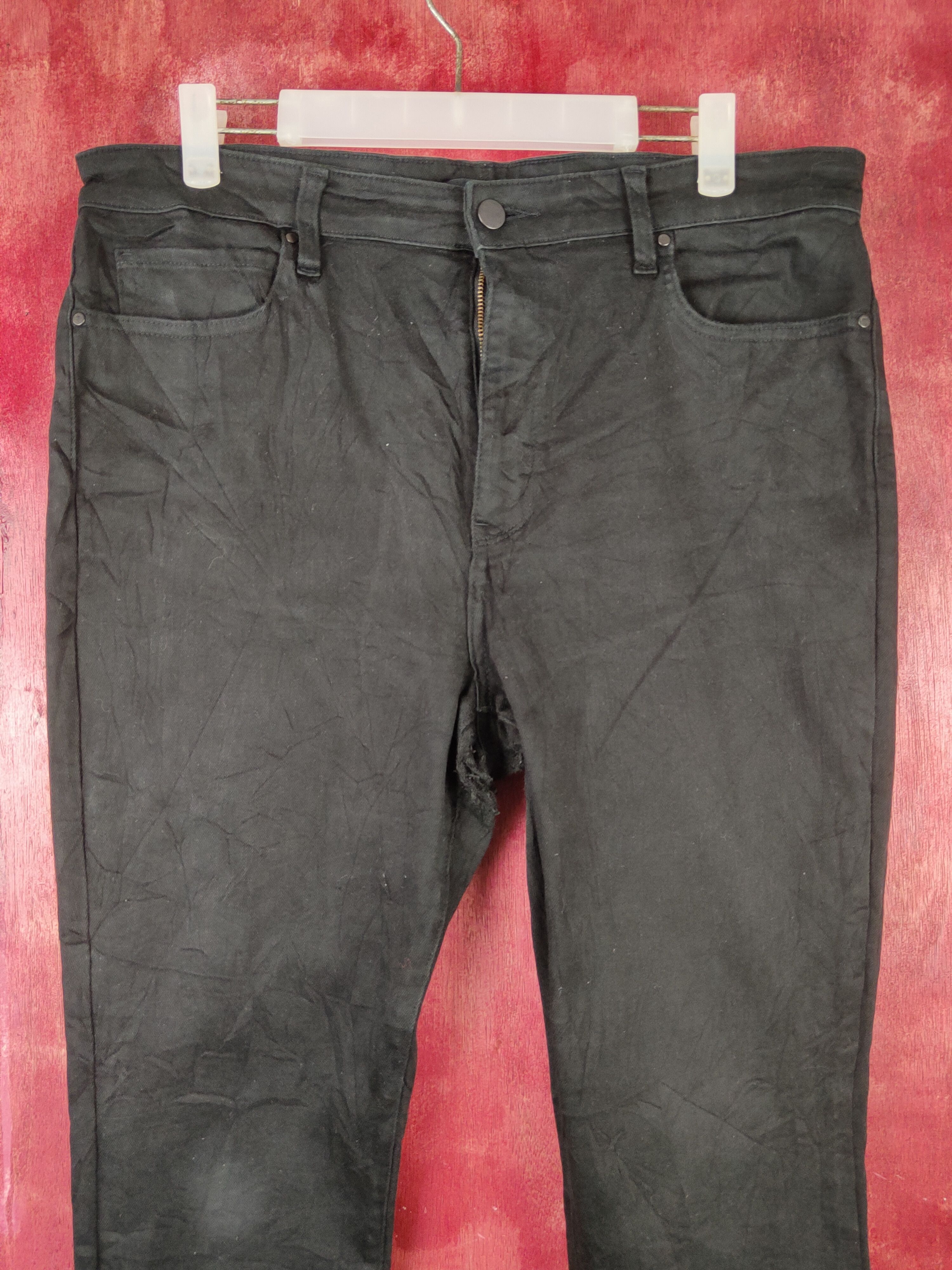 Japanese Brand Uniqlo Black Multipocket Skinny Jeans #S1429 Size US 34 / EU 50 - 2 Thumbnail