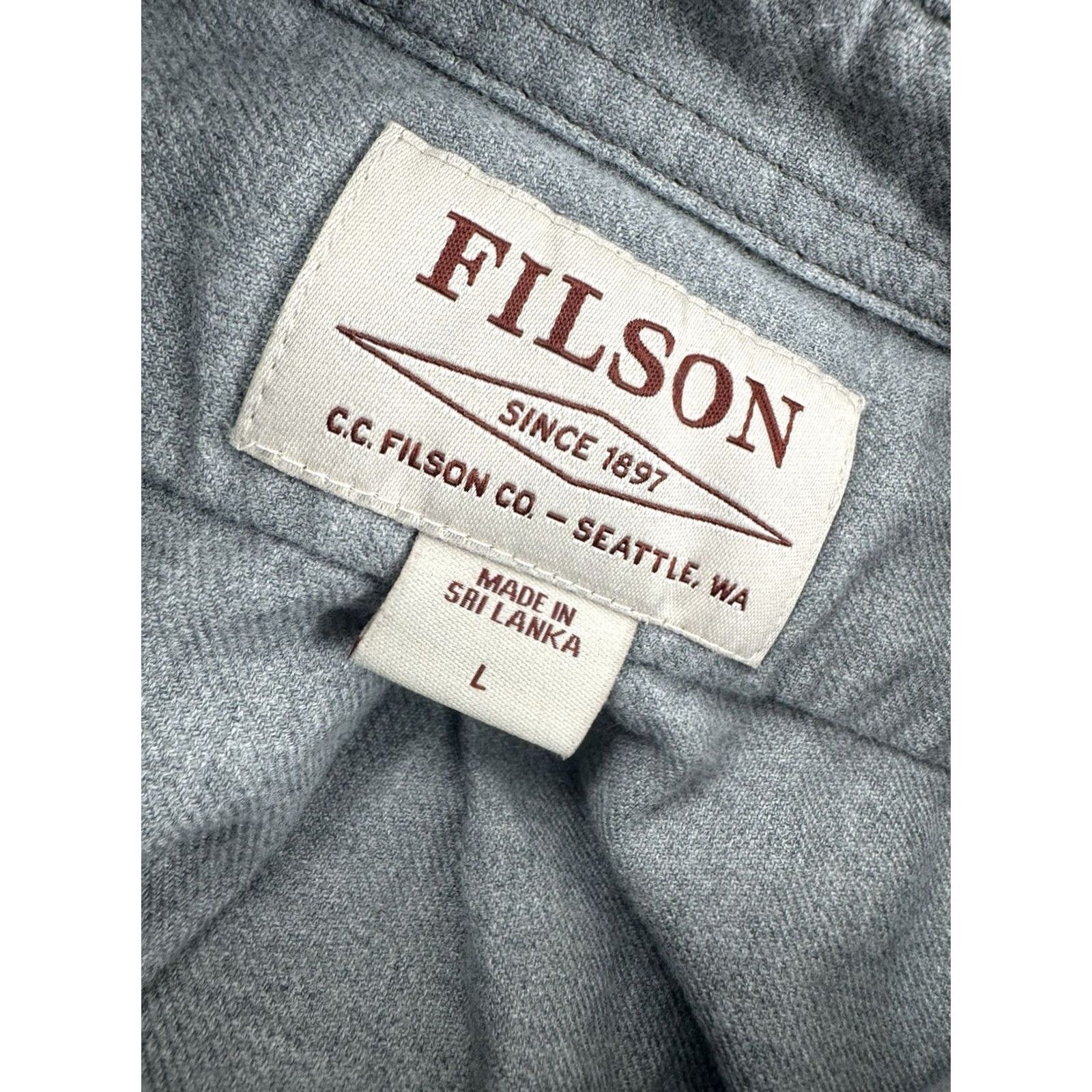 Filson FILSON Flannel Work Shirt Mens L Gray Long Sleeve Button-Up XL? (Original Size: L) Size US L / EU 52-54 / 3 - 5 Thumbnail
