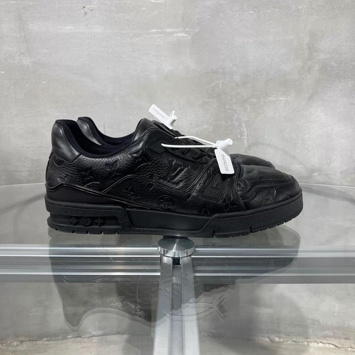 Louis Vuitton LV Trainer Black Embossed Print UK8/42 EU Original Box Size US 9 / EU 42 - 4 Thumbnail