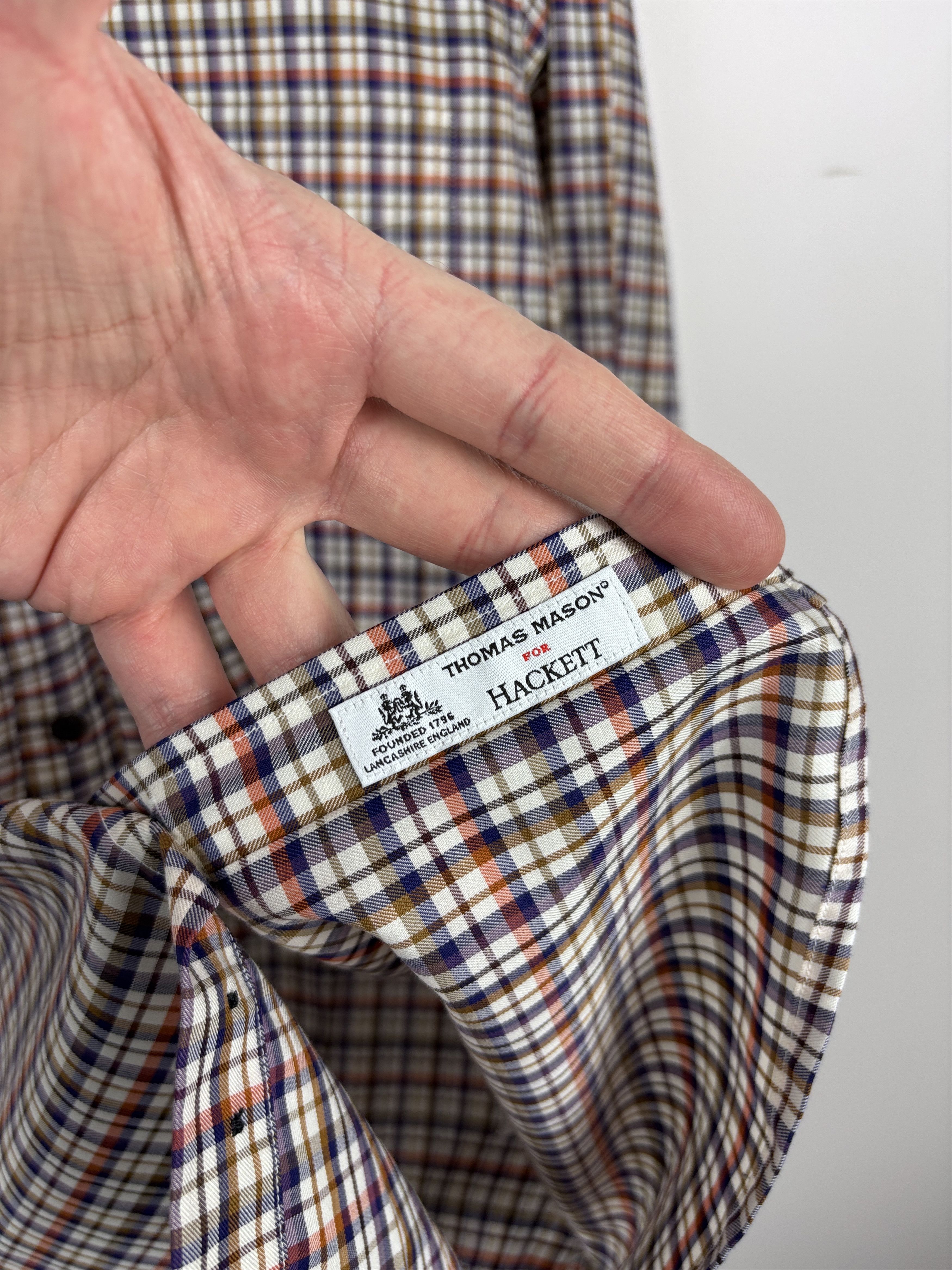 Hackett Hackett London by Thomas Mason Button Check Shirt Slim Fit Size US L / EU 52-54 / 3 - 8 Thumbnail