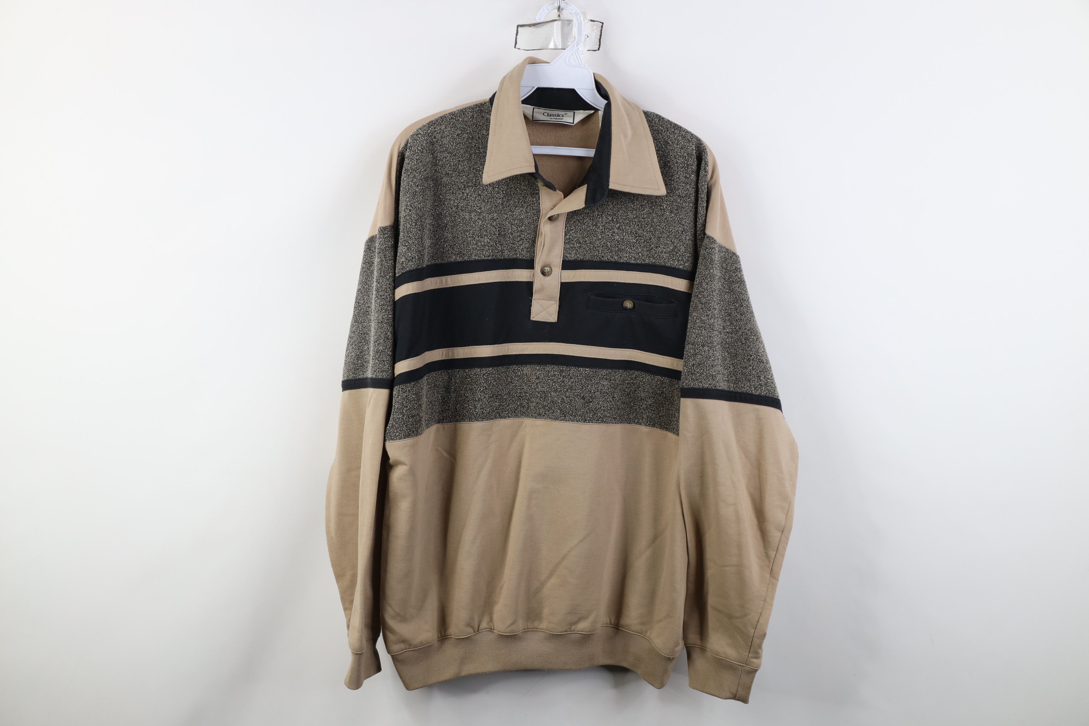 Vintage Vintage 90s Streetwear Striped Pullover Long Sleeve Polo Size US L / EU 52-54 / 3 - 1 Thumbnail