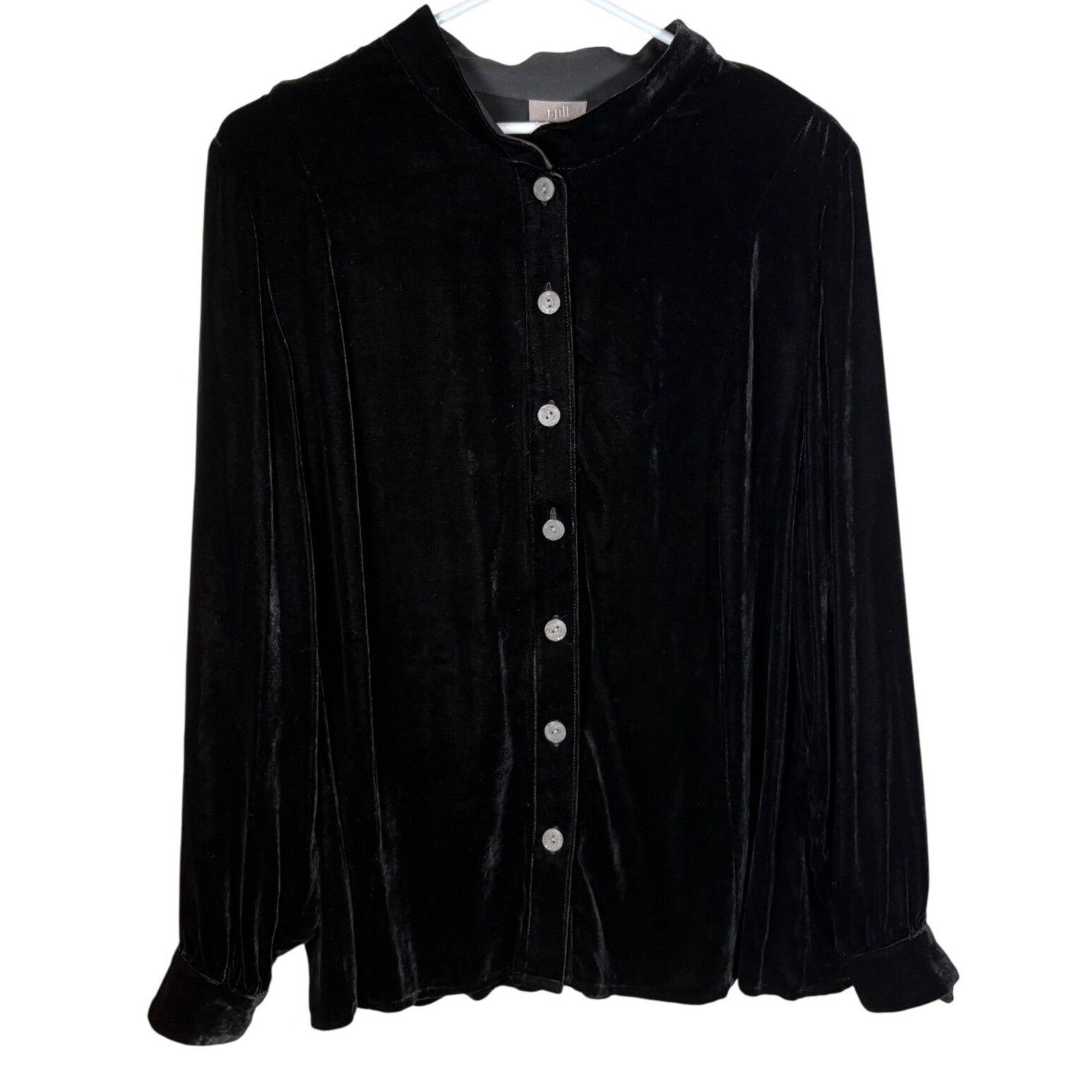 J. Jill J. Jill Women’s Black Velvet Blouse LP Petite – Quiet Luxury Size L / US 10 / IT 46 - 2 Thumbnail
