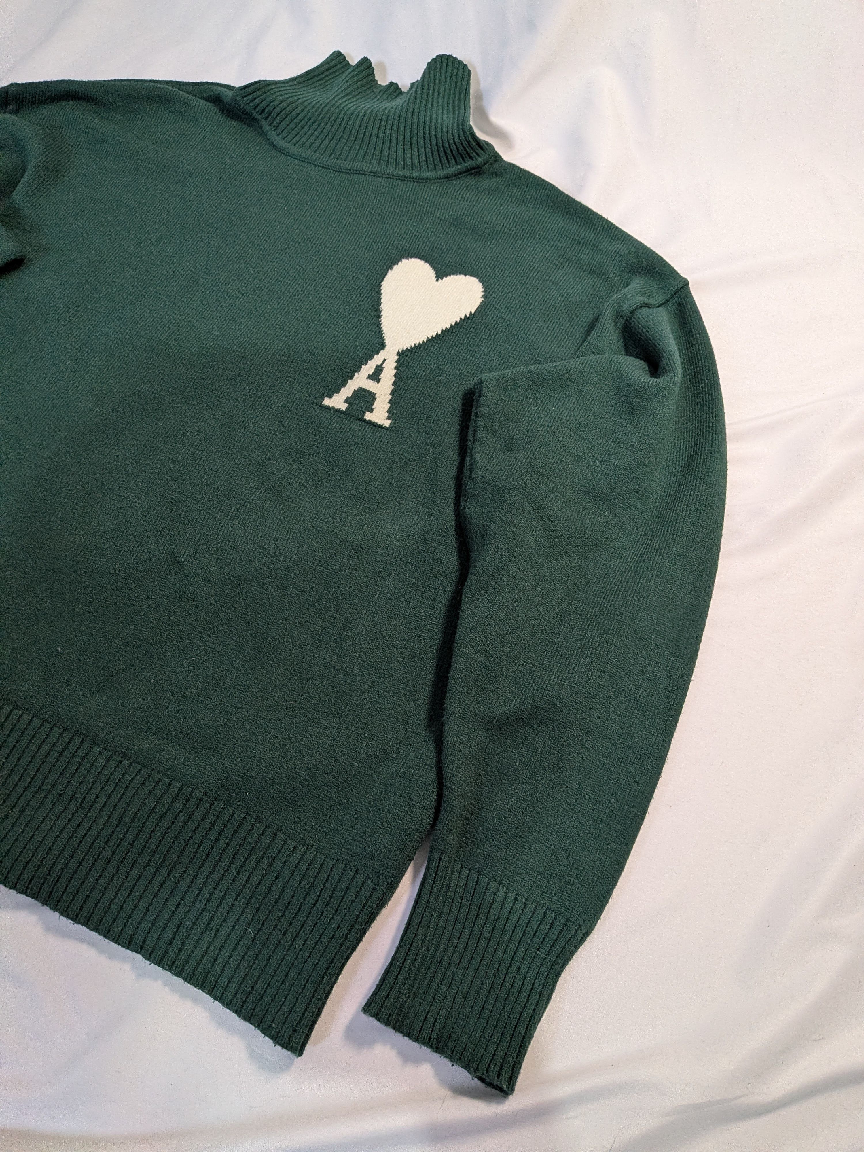 AMI Ami Paris Ami de Coeur Oversized Turtleneck Sweater Green XL Size US XL / EU 56 / 4 - 5 Thumbnail