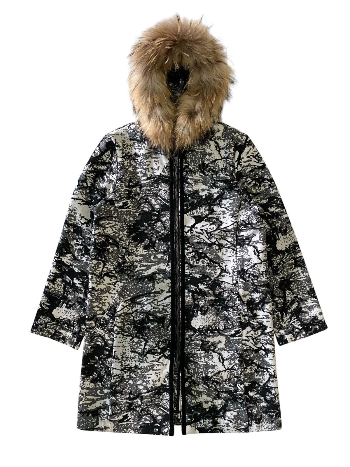 Japanese Brand Fur Raymayers Fabric From ITALY Monochrome Jacket Zip Hoodie Size US M / EU 48-50 / 2 - 1 Thumbnail