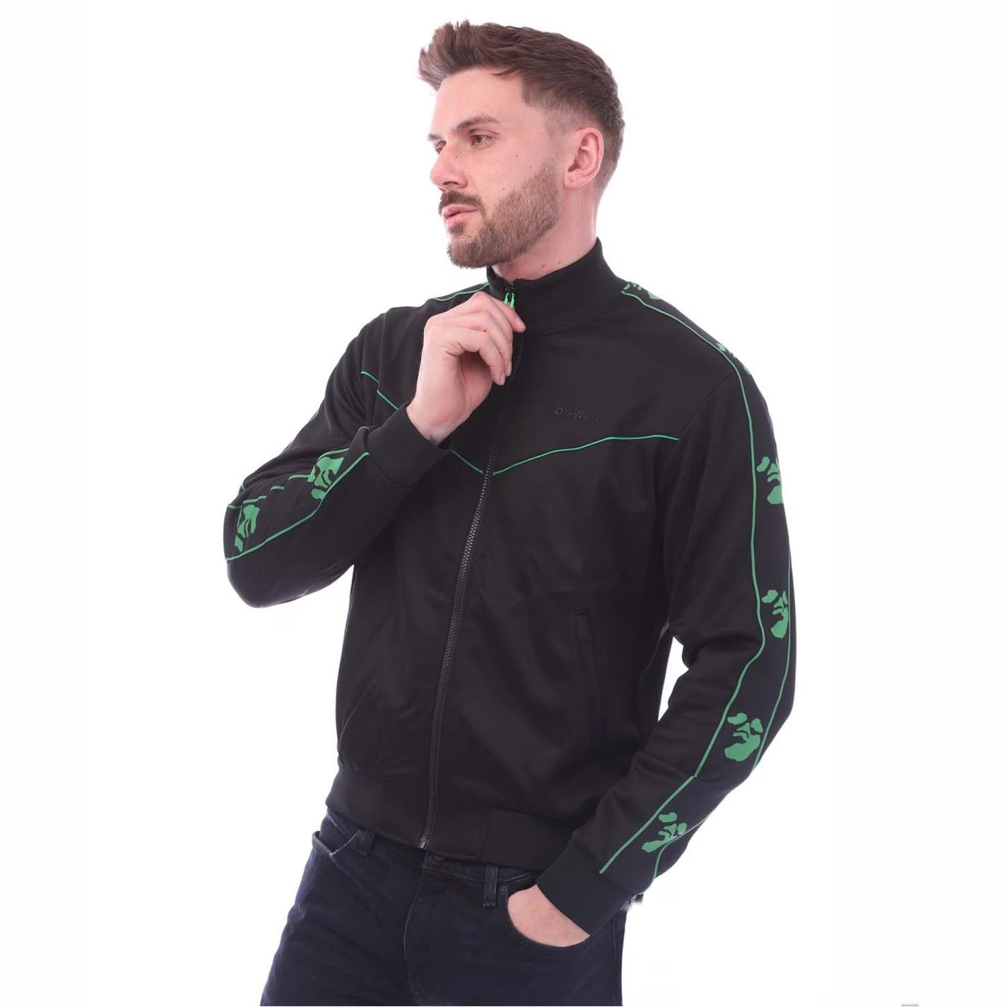 Off-White o1g2r1mq0226 Slim Track Full Zip Jacket In Black Size US S / EU 44-46 / 1 - 1 Thumbnail