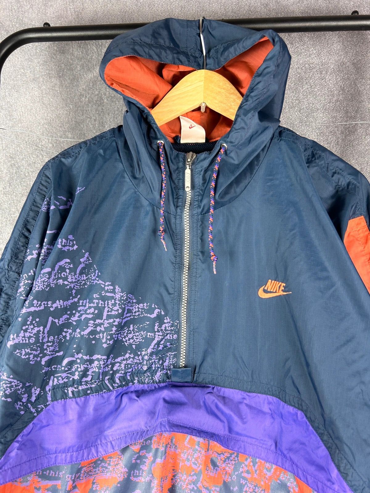 Nike × Vintage Nike vintage z lat 80s/90s anorak navy orange mini logo Size US XL / EU 56 / 4 - 3 Thumbnail