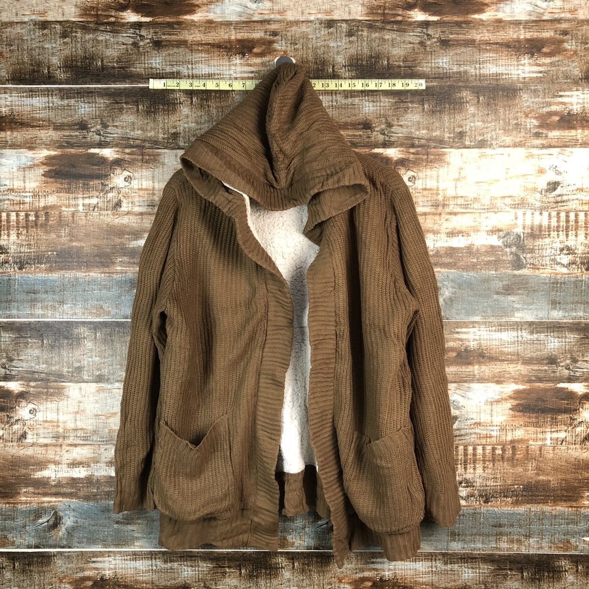 Homespun Knitwear Sugar Spoon Brown vintage japan Cardigan Hoodie #A2352 Size US L / EU 52-54 / 3 - 1 Thumbnail
