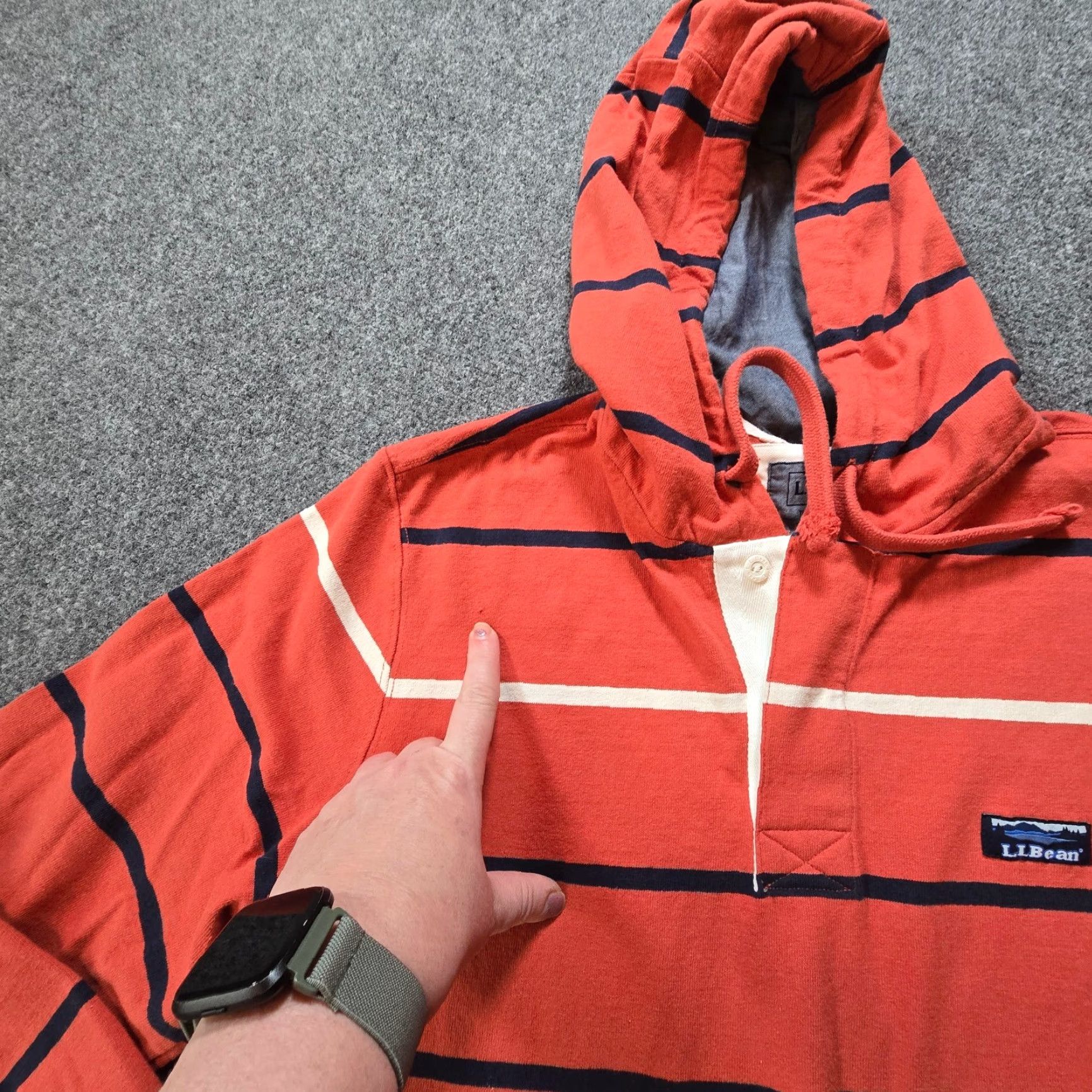 Vintage LL Bean Sweater Mens XL Red Striped Rugby Nautical Hoodie Pullover Casual Shirt Size US XL / EU 56 / 4 - 7 Thumbnail