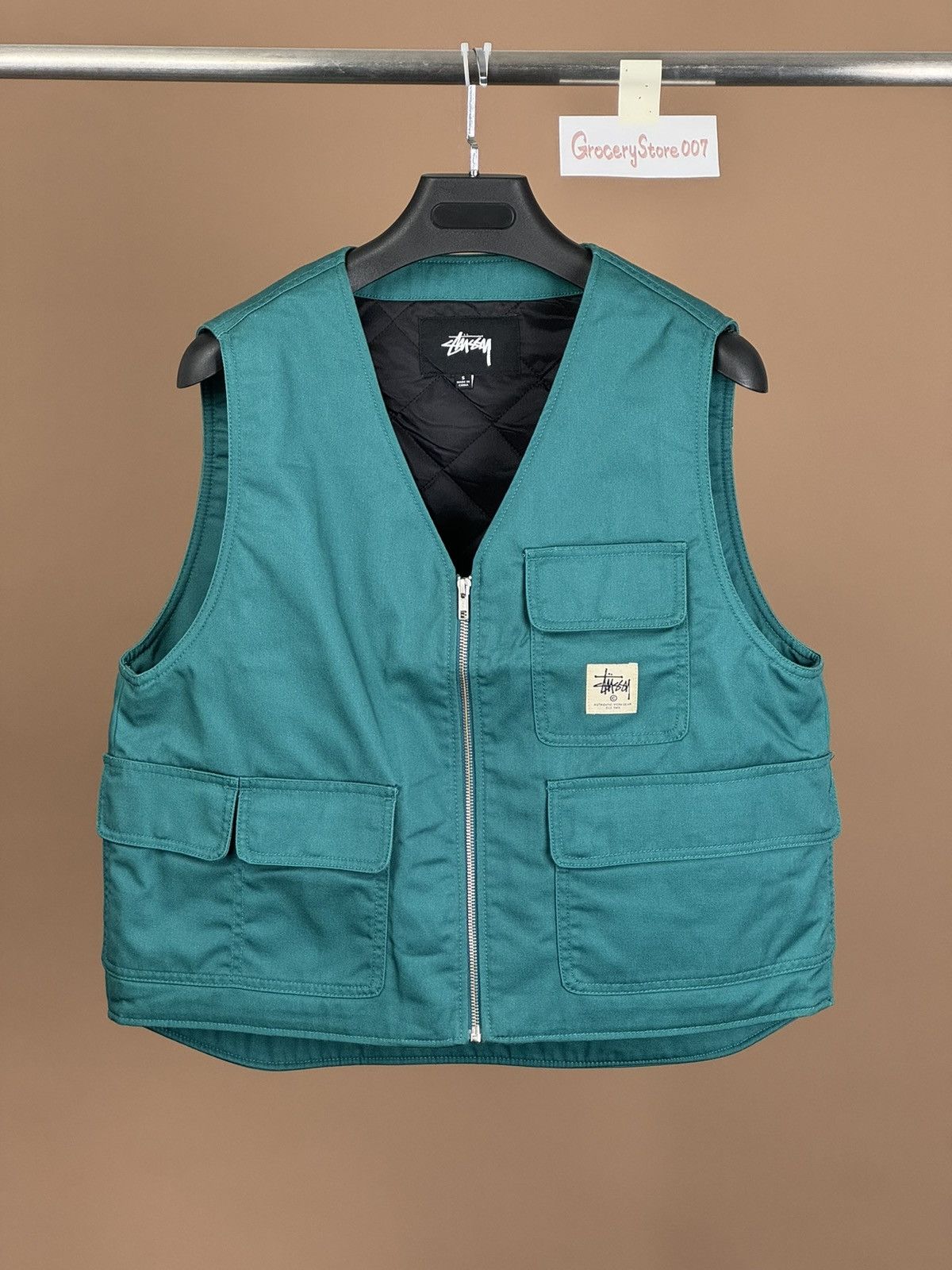 Image of Stussy Work Vest S in Green, Men's (Size Small)