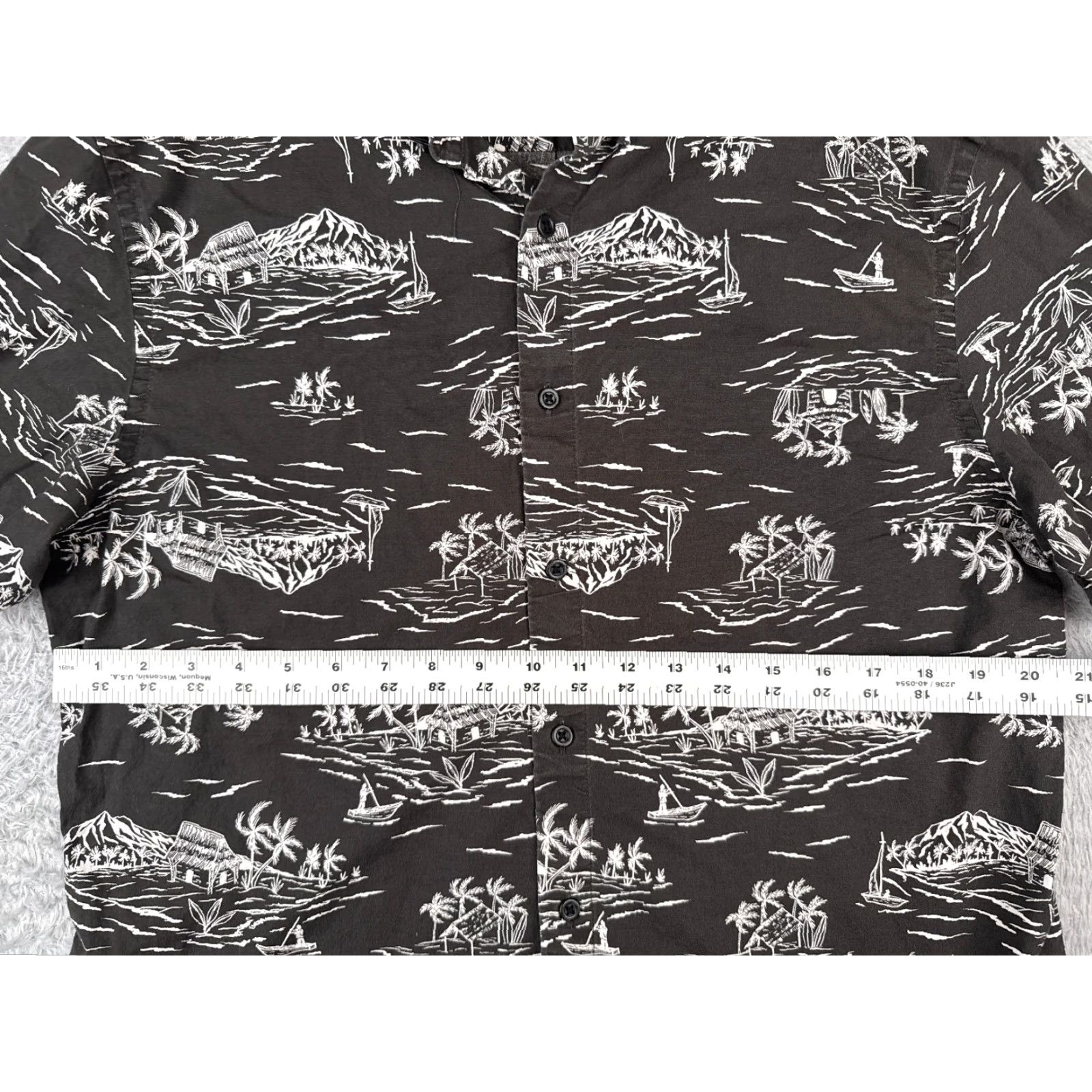 Old Navy Old Navy Button-Up Shirt Adult Large White Black Palm Hawaiian Rayon Slim Fit Size US L / EU 52-54 / 3 - 7 Thumbnail