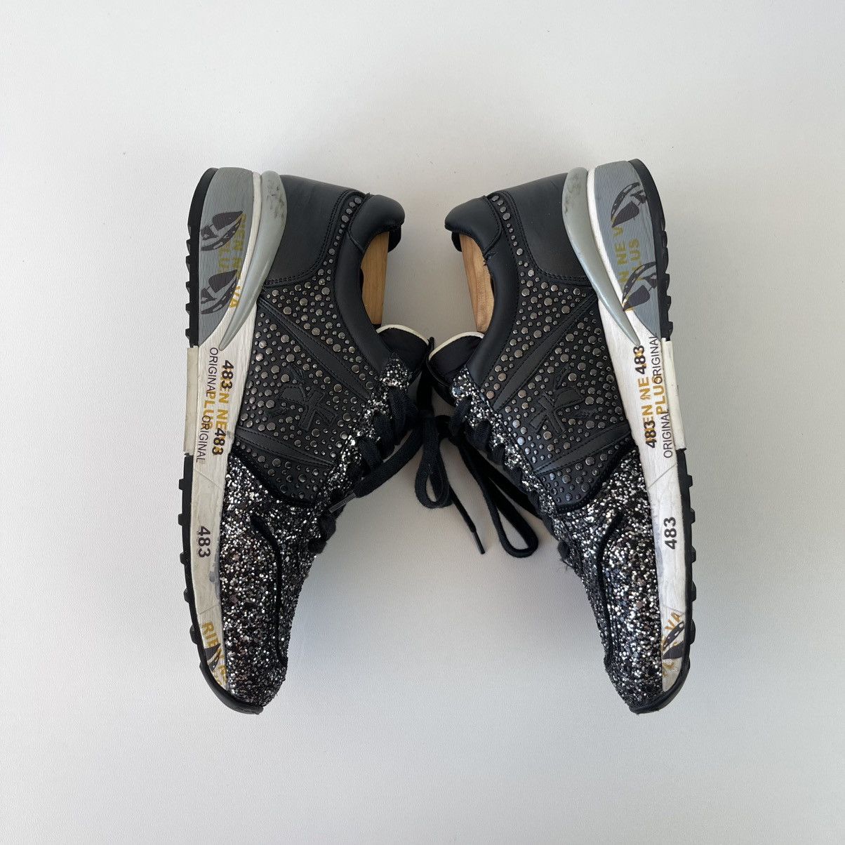 Premiata Premiata Glitter Leather Sneakers Black 2543 Women’s Italy Size US 8 / IT 38 - 5 Thumbnail