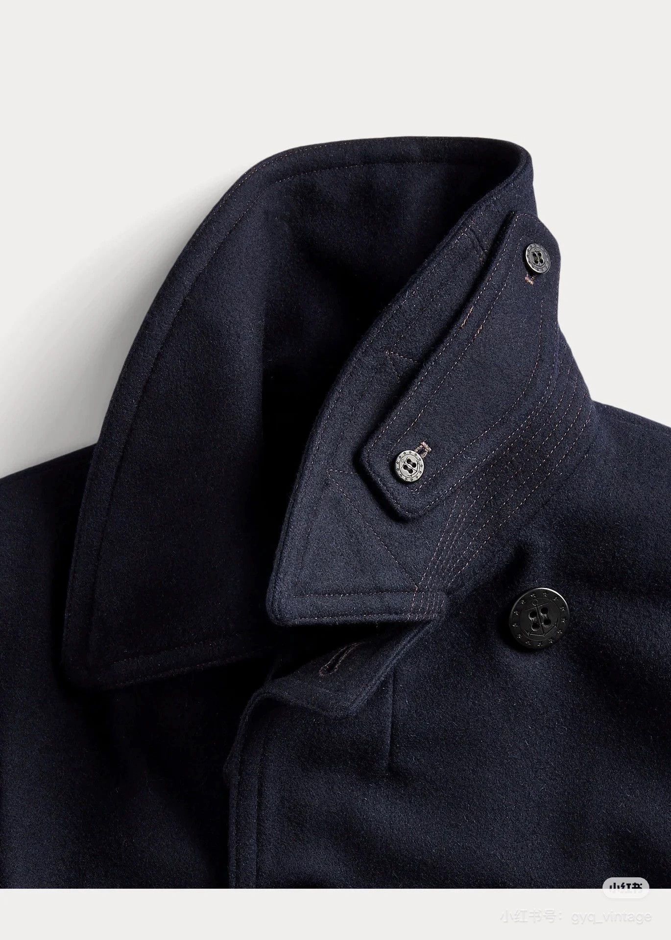 RRL Ralph Lauren RRL Navy Peacoat Distressed Leather Panel Wool-Blend Size US M / EU 48-50 / 2 - 8 Thumbnail