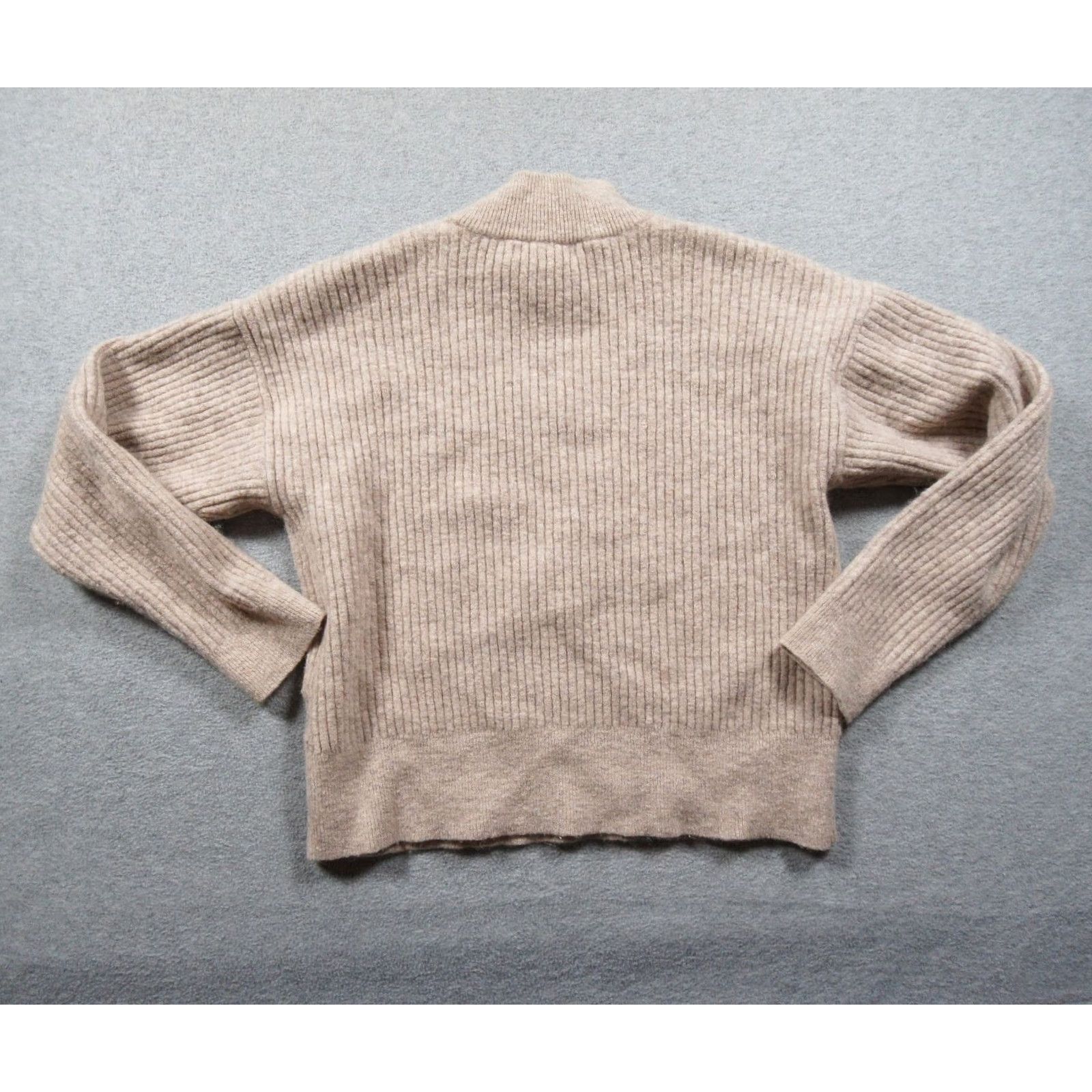 Club Monaco Club Monaco Sweater Womens XS Beige Ribbed Knit Mock Neck Wool Alpaca Blend Pullover Knit Size XS / US 0-2 / IT 36-38 - 4 Thumbnail