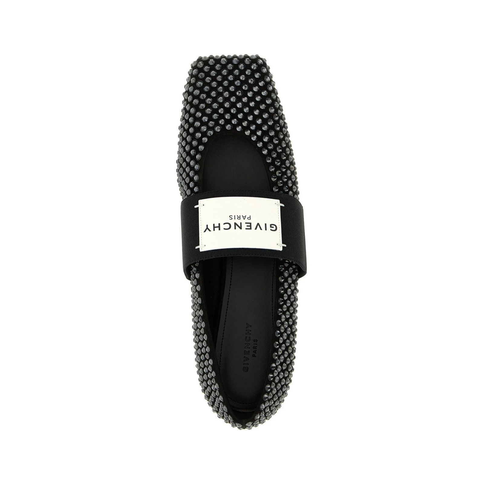 Givenchy GIVENCHY Crystal Sliced Square Black Leather Ballerina Flats Size US 8 / IT 38 - 4 Thumbnail